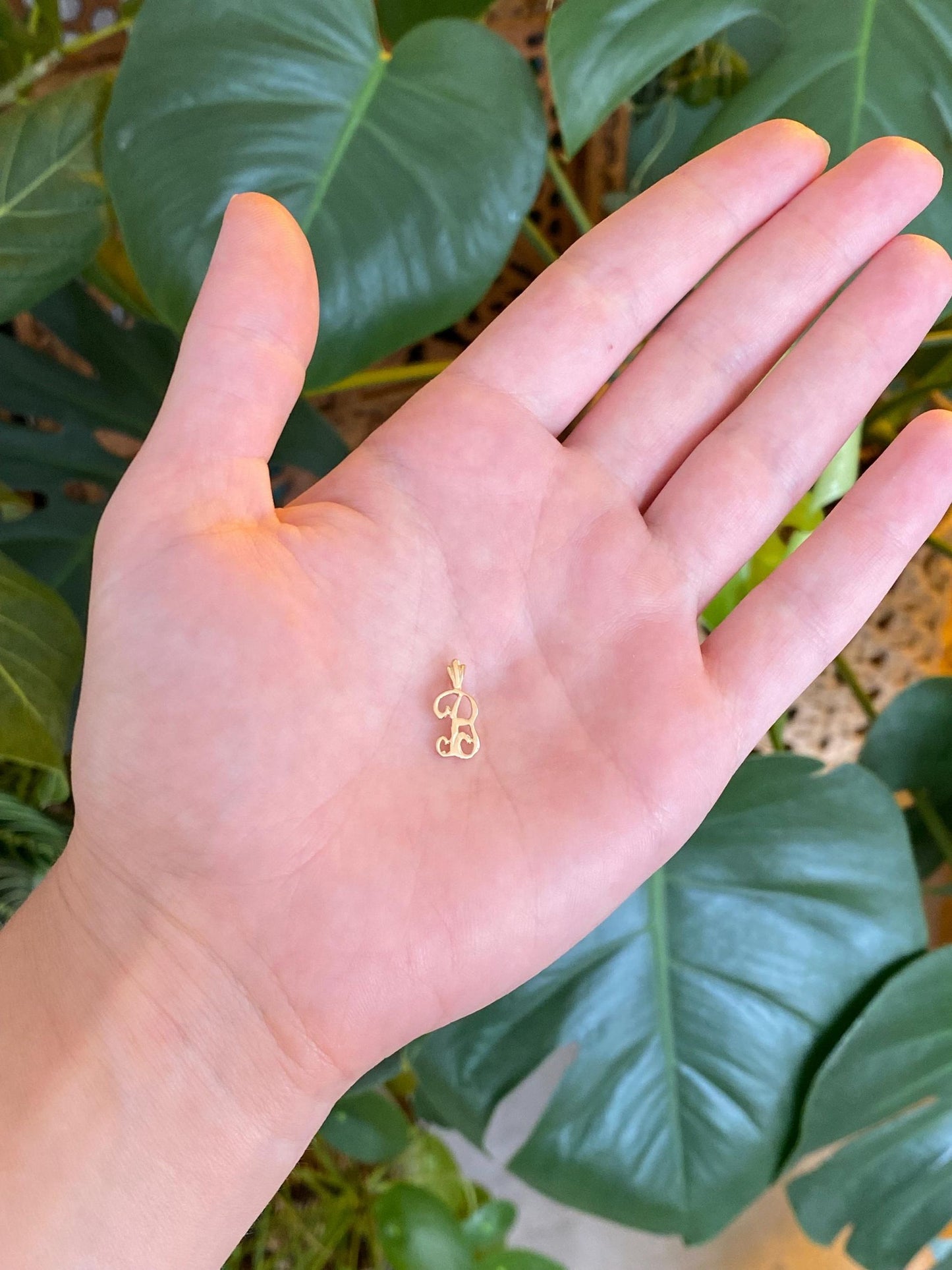 Solid 14k Yellow Gold Initial 'B' Charm