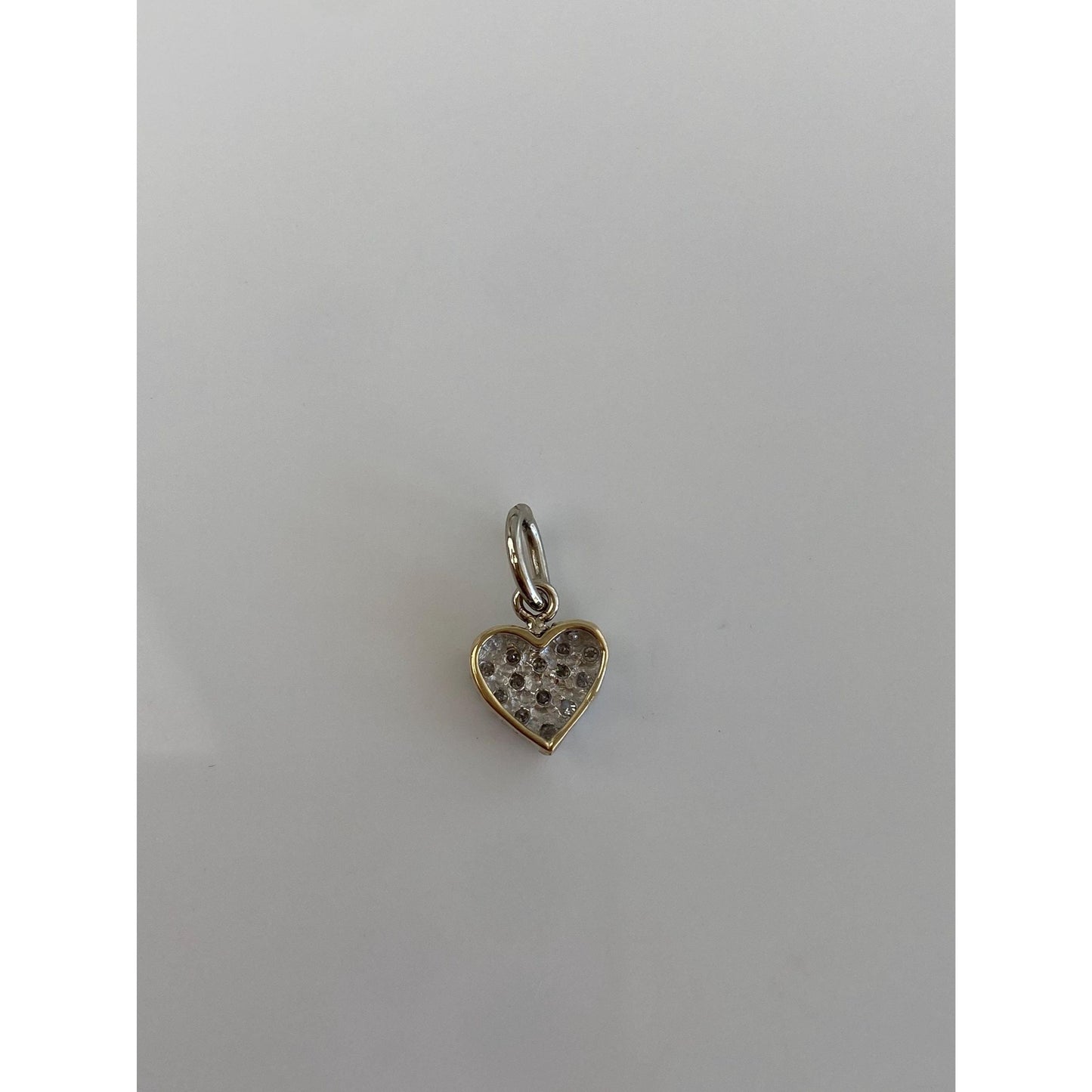 Vintage Solid 10k White Gold Diamond Heart Charm