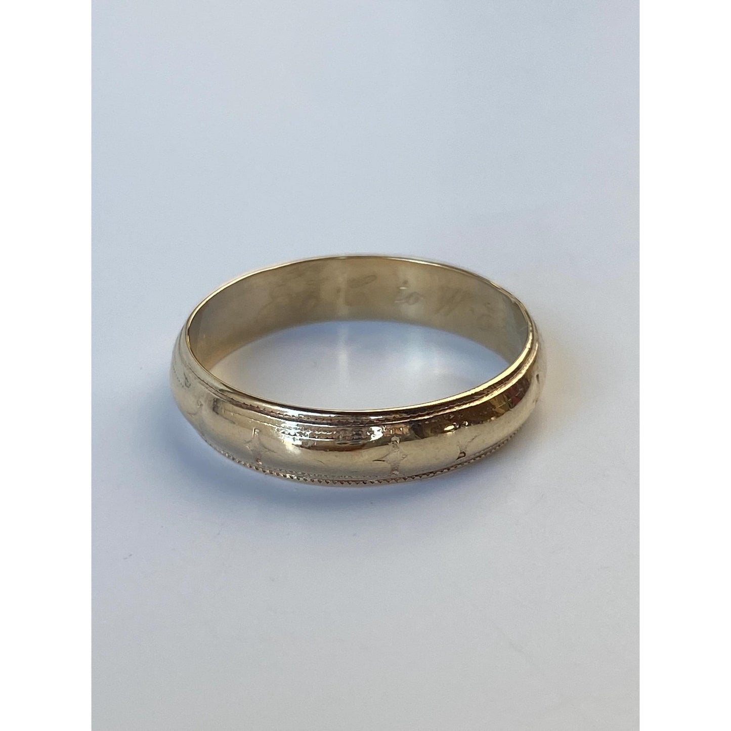 Vintage Solid 14k Yellow Gold Star Design Milgrain Ring Band - Size 9.75