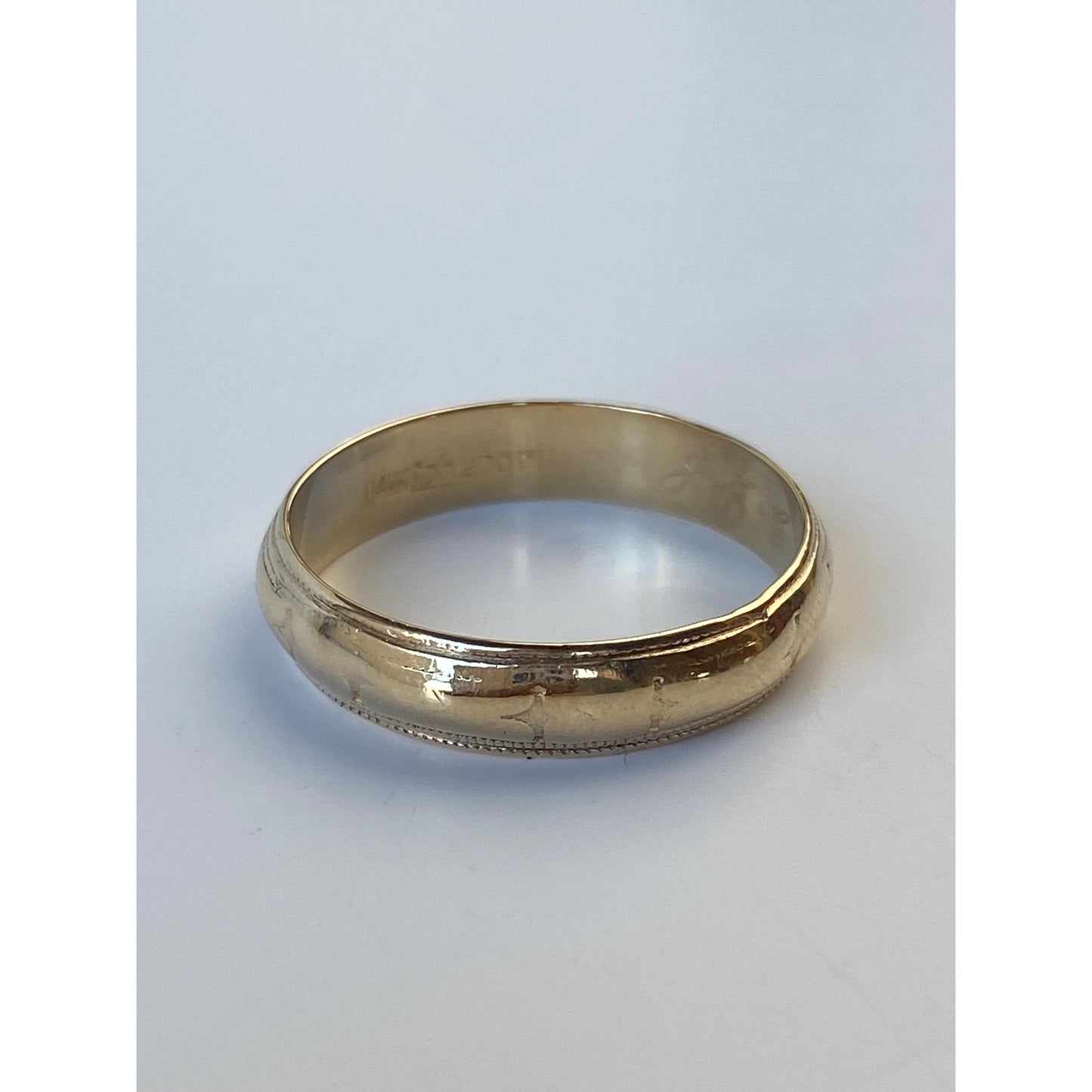 Vintage Solid 14k Yellow Gold Star Design Milgrain Ring Band - Size 9.75