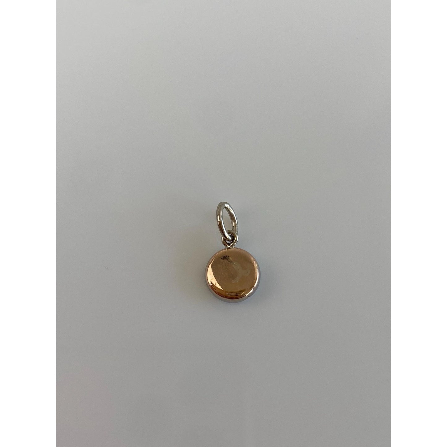 Vintage 14k Rose Gold & Platinum Little Mother Of Pearl Button Cufflink Conversion Charm