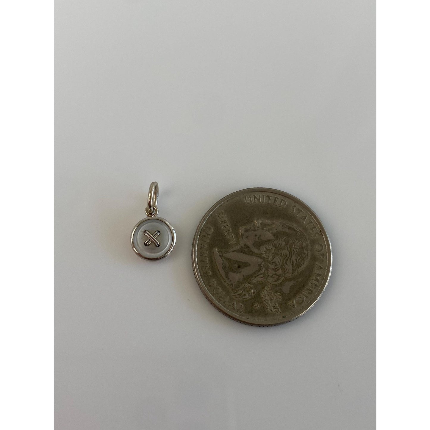 Vintage 14k Rose Gold & Platinum Little Mother Of Pearl Button Cufflink Conversion Charm