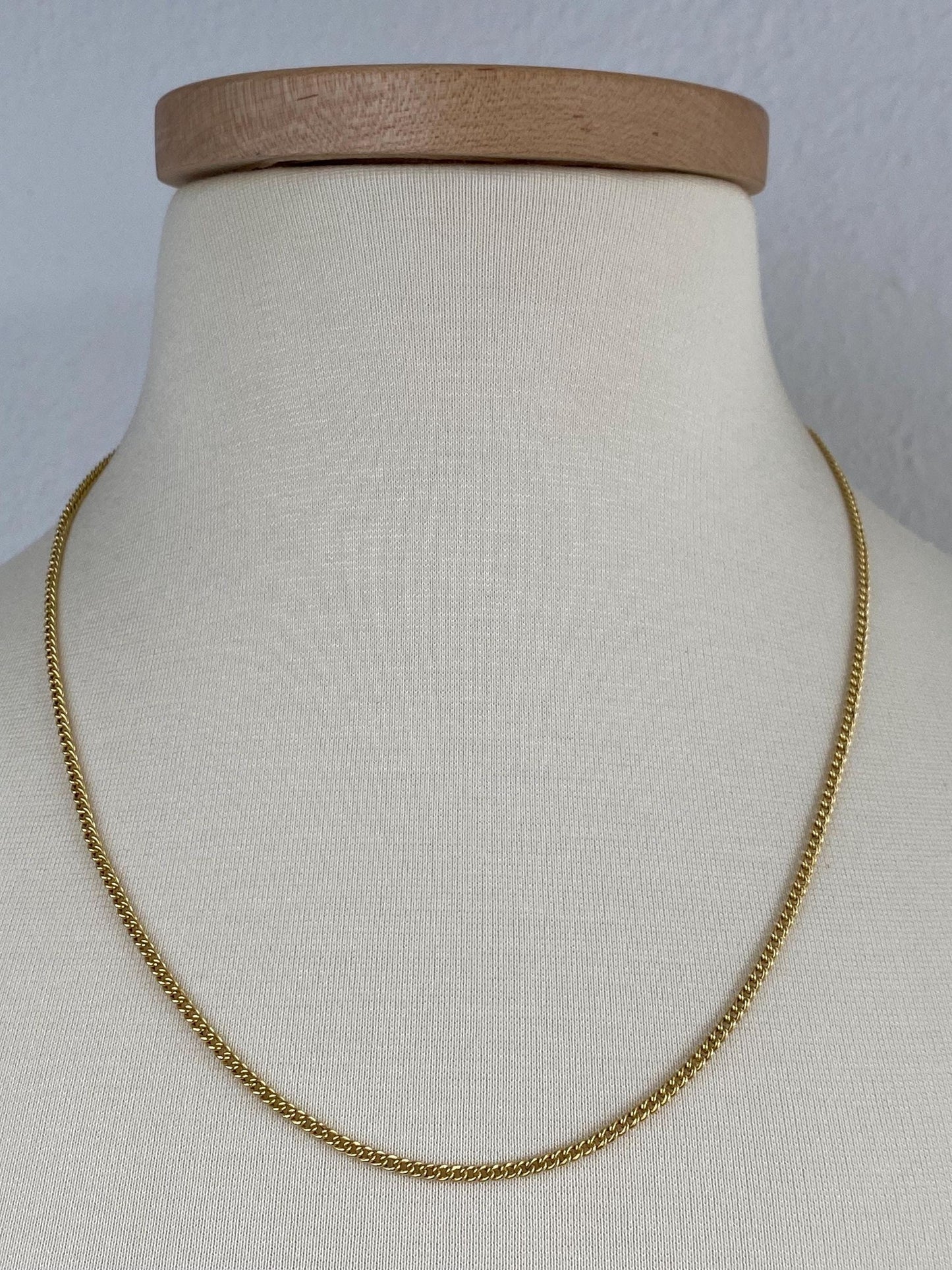 Vintage Solid 18k Yellow Gold Curb Chain Necklace - 21 inches