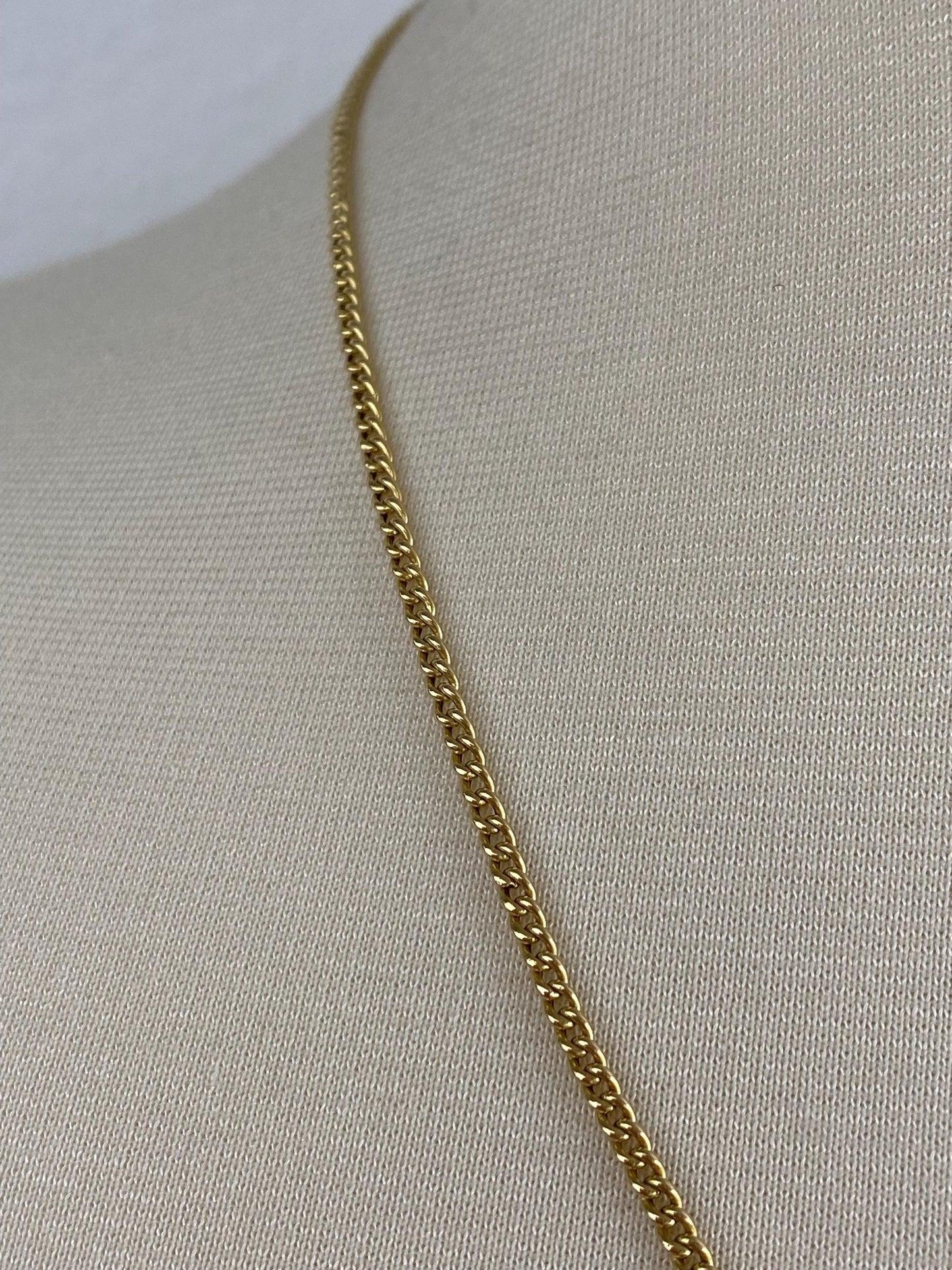 Vintage Solid 18k Yellow Gold Curb Chain Necklace - 21 inches