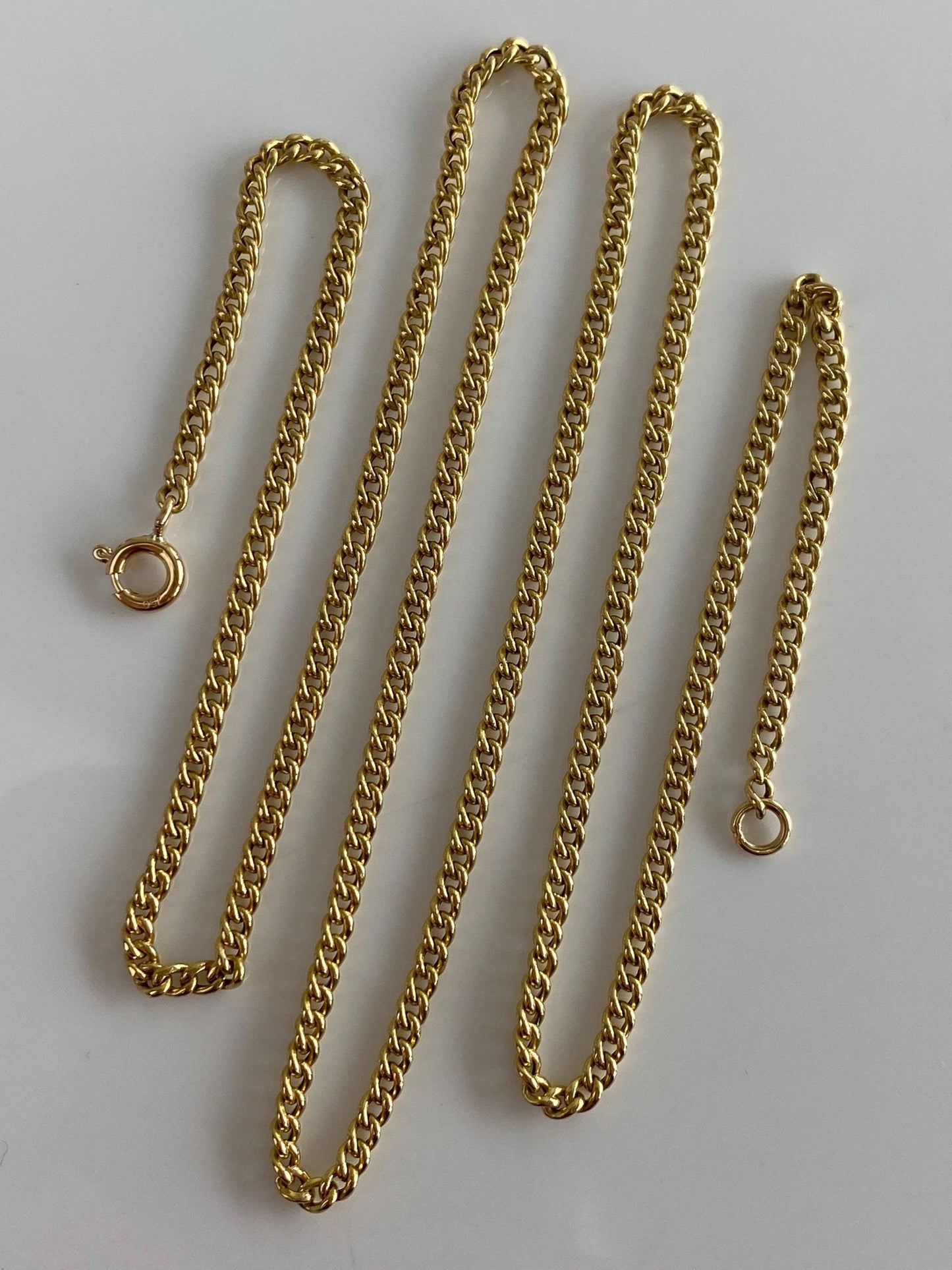 Vintage Solid 18k Yellow Gold Curb Chain Necklace - 21 inches