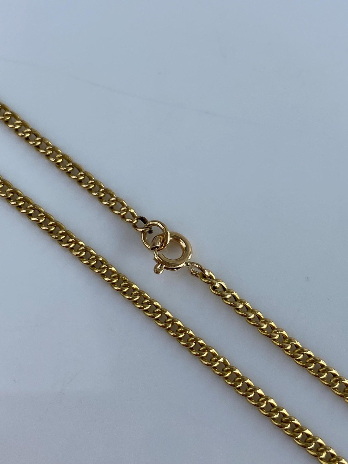 Vintage Solid 18k Yellow Gold Curb Chain Necklace - 21 inches