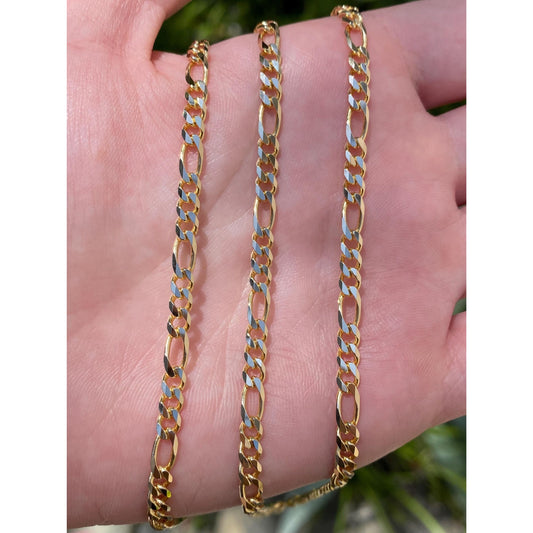 Vintage Solid 14k Yellow Gold Figaro Chain Necklace - 30 inches