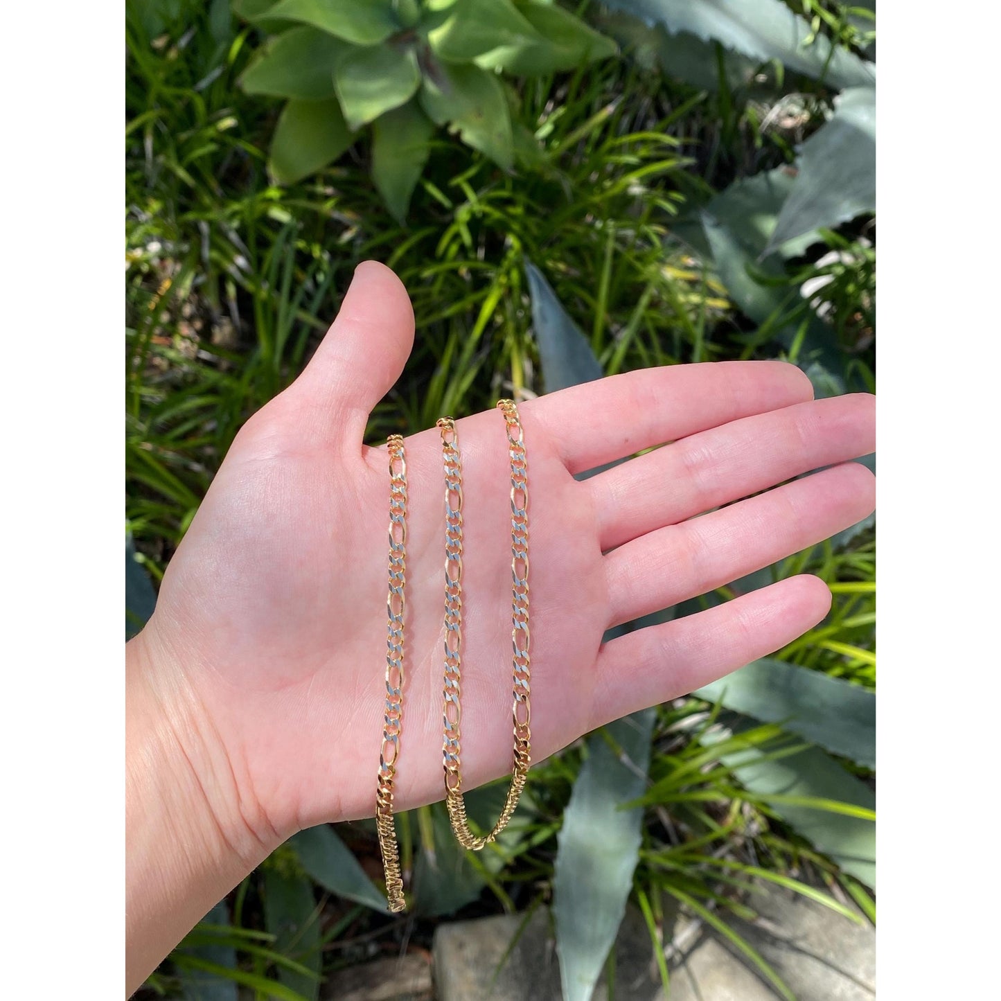 Vintage Solid 14k Yellow Gold Figaro Chain Necklace - 30 inches