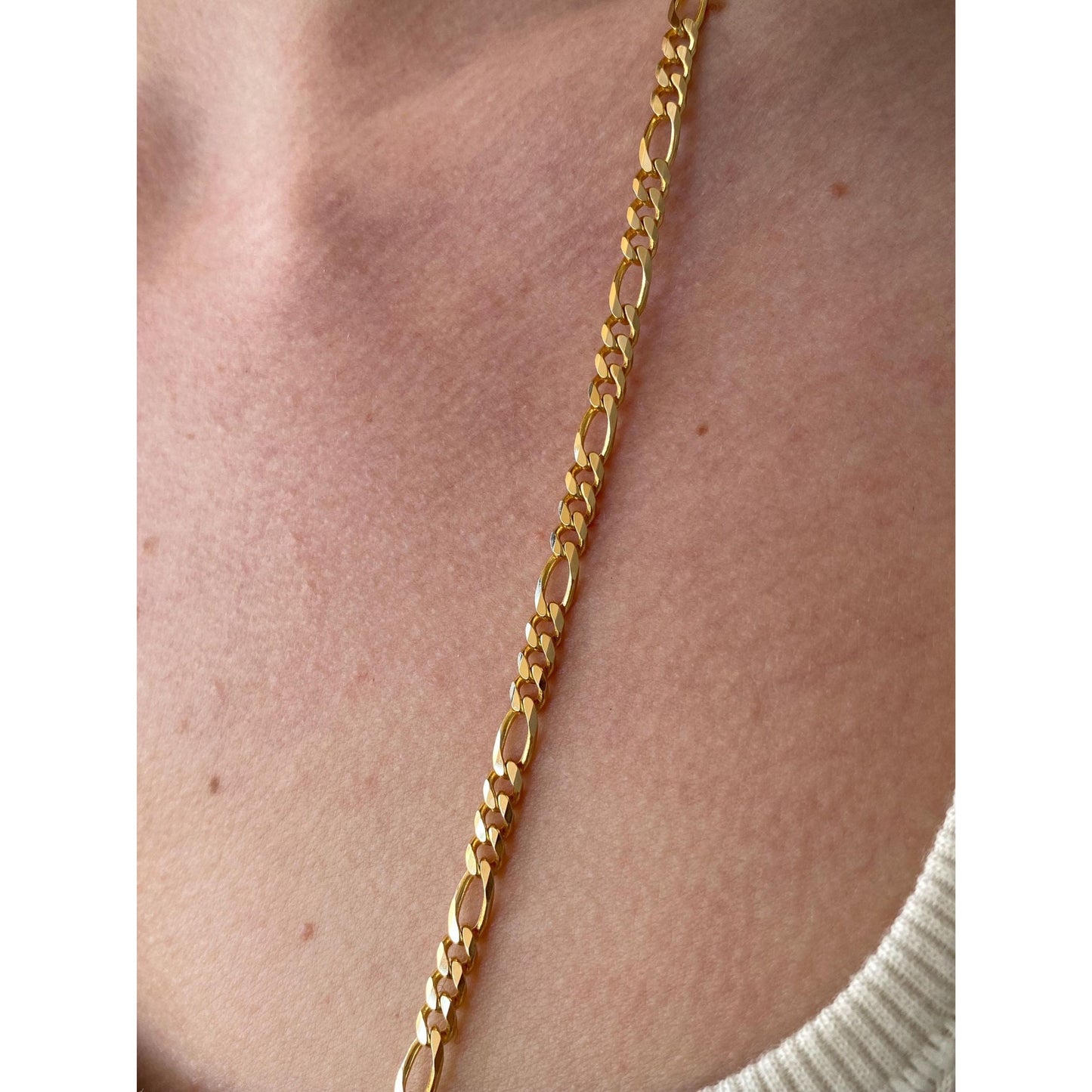 Vintage Solid 14k Yellow Gold Figaro Chain Necklace - 30 inches
