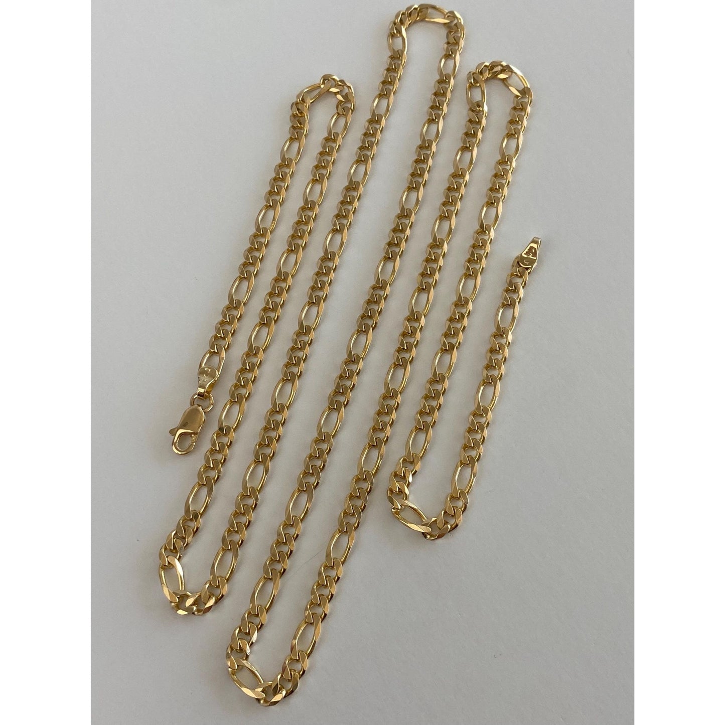 Vintage Solid 14k Yellow Gold Figaro Chain Necklace - 30 inches