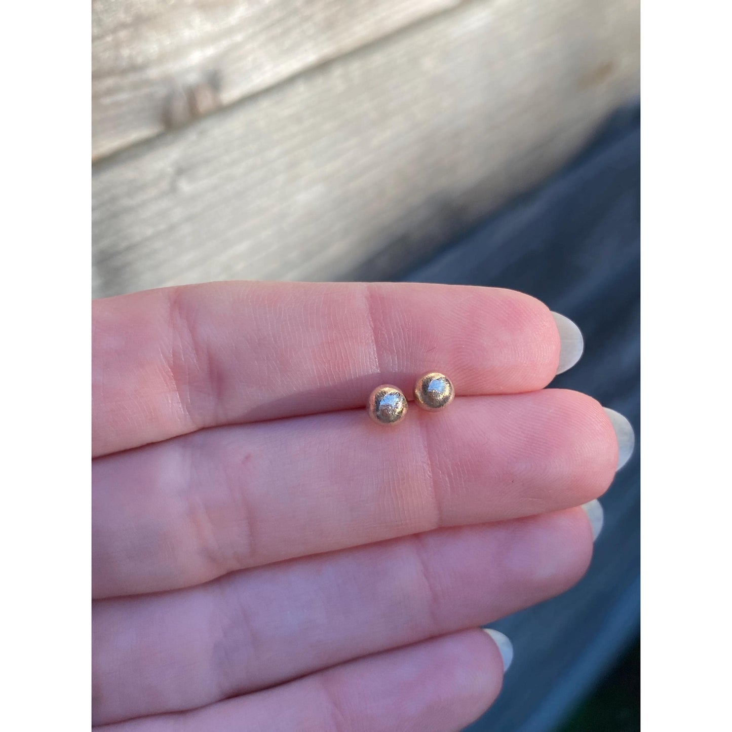 Vintage 14k Yellow Gold Textured Ball Stud Earrings