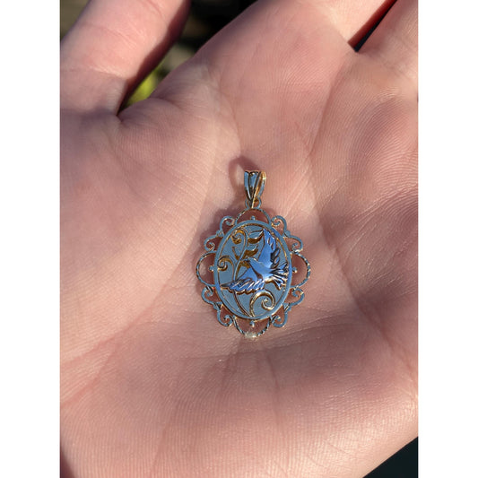 Vintage Solid 10k White & Yellow Gold Bird Charm