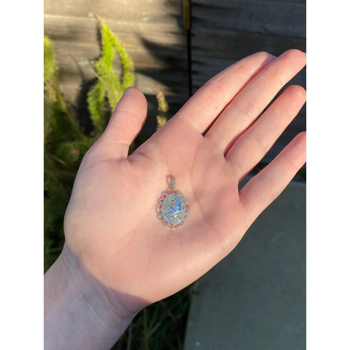 Vintage Solid 10k White & Yellow Gold Bird Charm