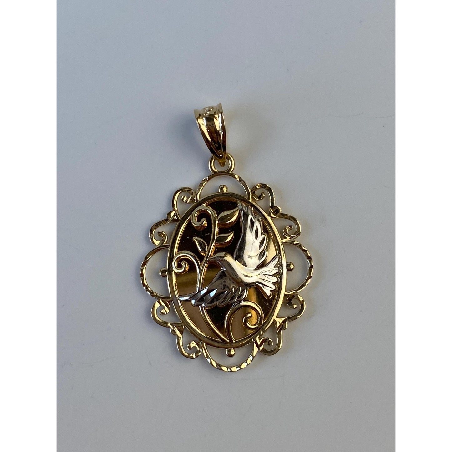 Vintage Solid 10k White & Yellow Gold Bird Charm