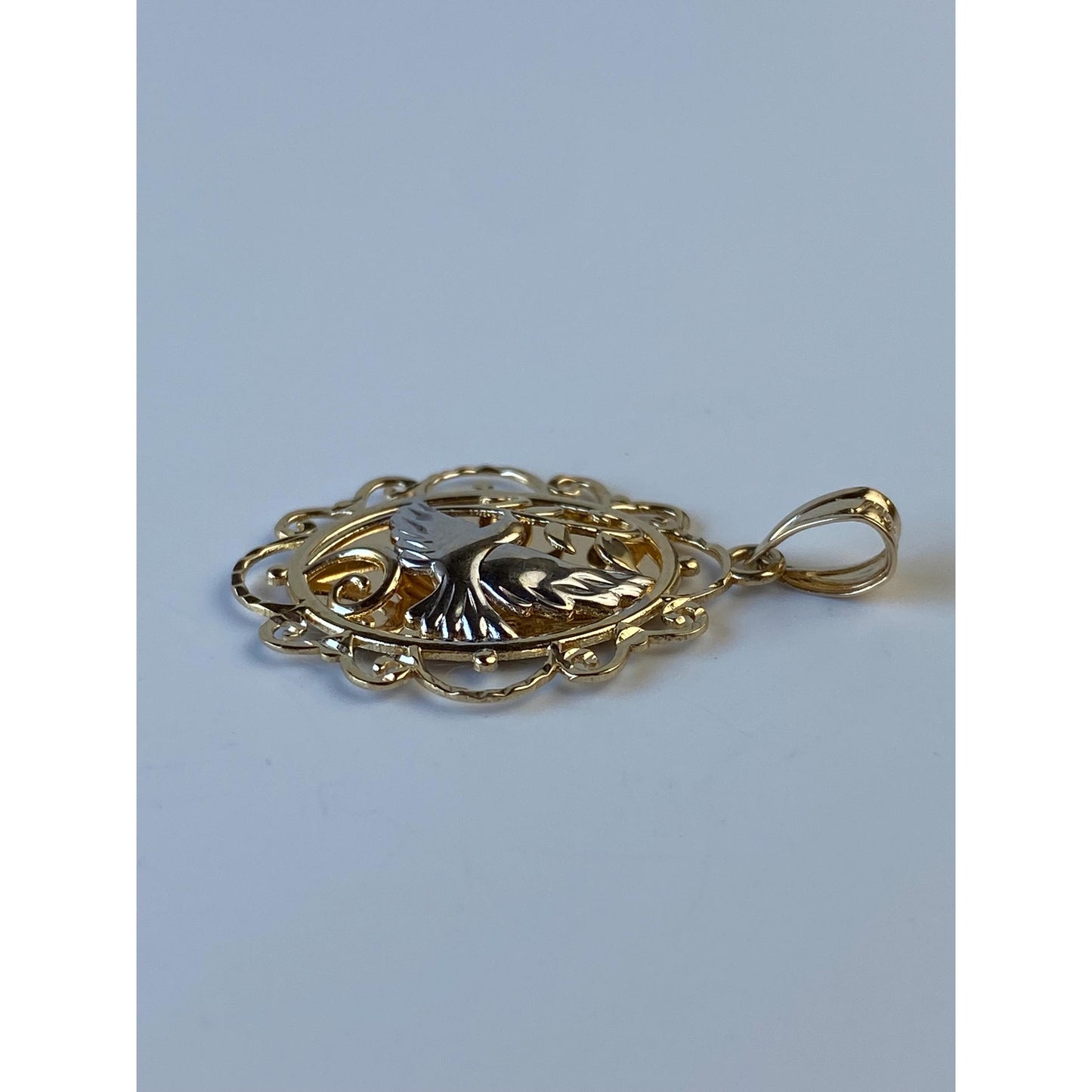 Vintage Solid 10k White & Yellow Gold Bird Charm