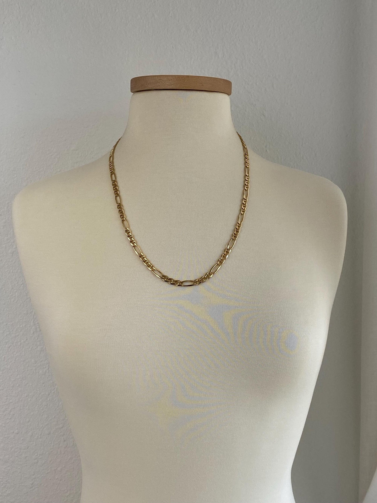 Vintage Solid 14k Yellow Gold Long Chunky Figaro Mariner Link Chain Necklace - 24.75 inches