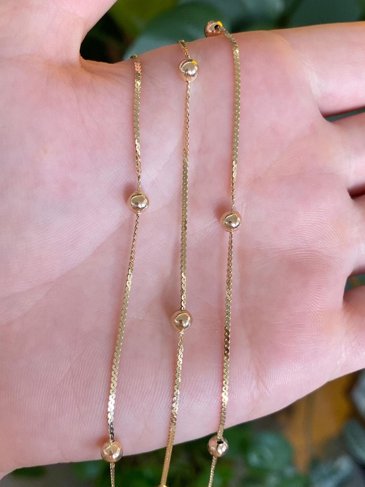 Vintage Solid 14k Yellow Gold Long Gold Ball Serpentine Chain Necklace - 29.25 inches