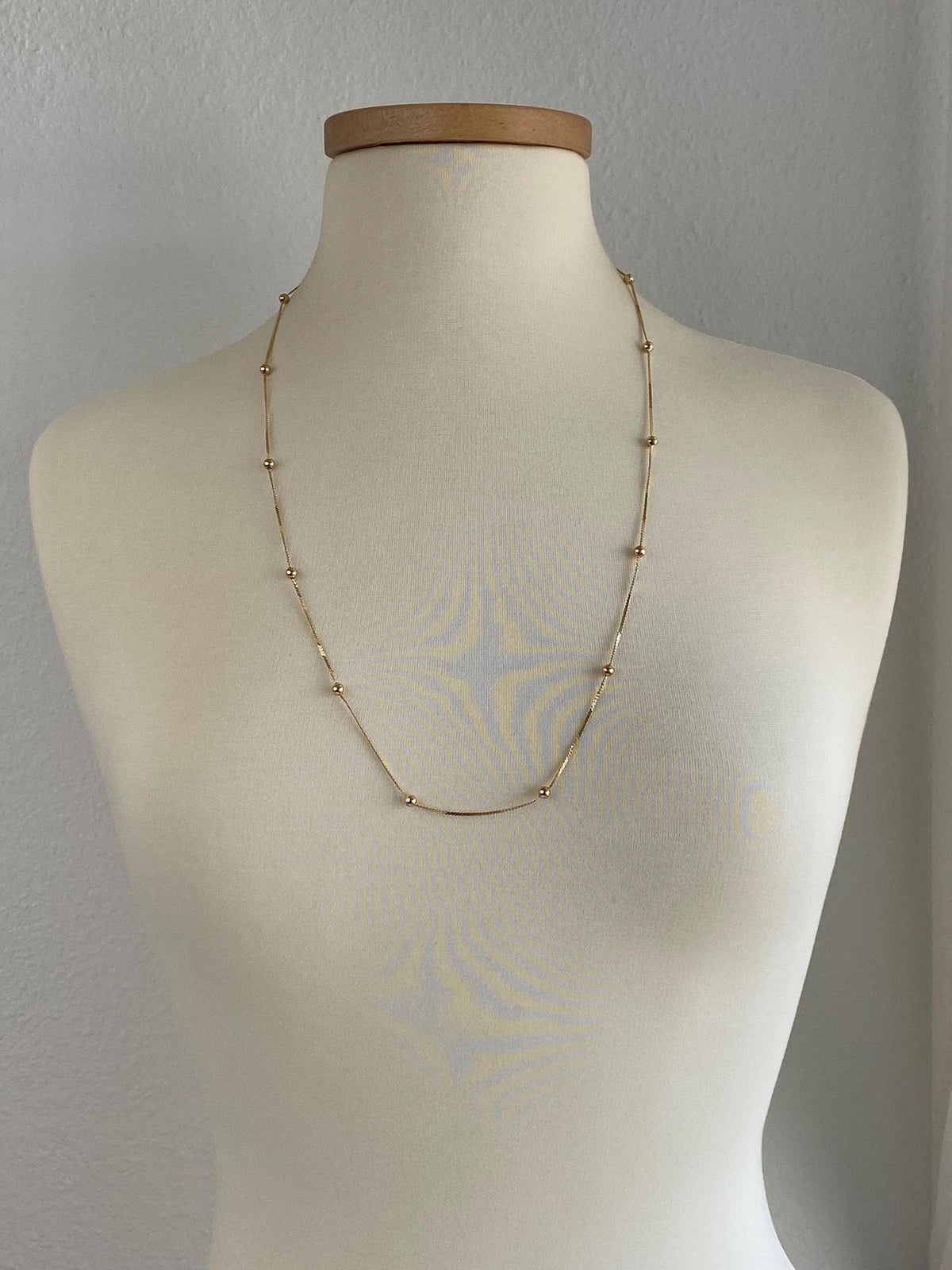 Vintage Solid 14k Yellow Gold Long Gold Ball Serpentine Chain Necklace - 29.25 inches