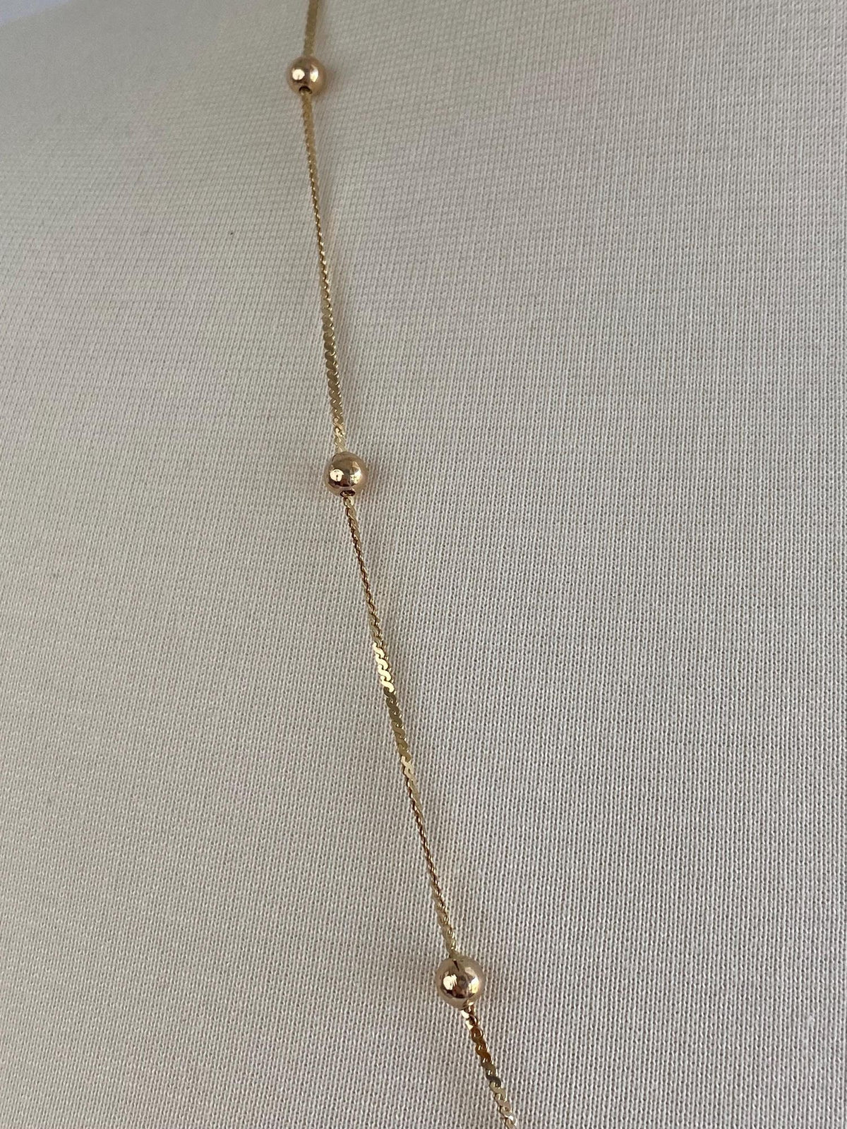 Vintage Solid 14k Yellow Gold Long Gold Ball Serpentine Chain Necklace - 29.25 inches
