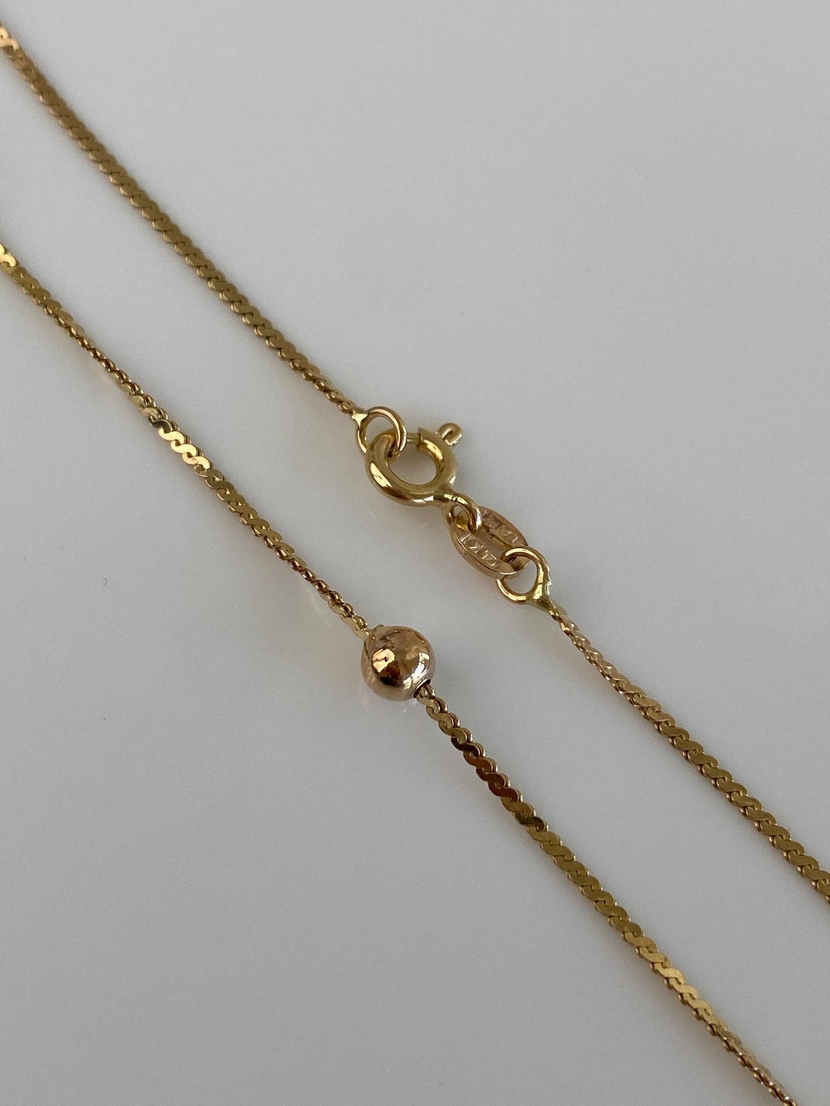 Vintage Solid 14k Yellow Gold Long Gold Ball Serpentine Chain Necklace - 29.25 inches