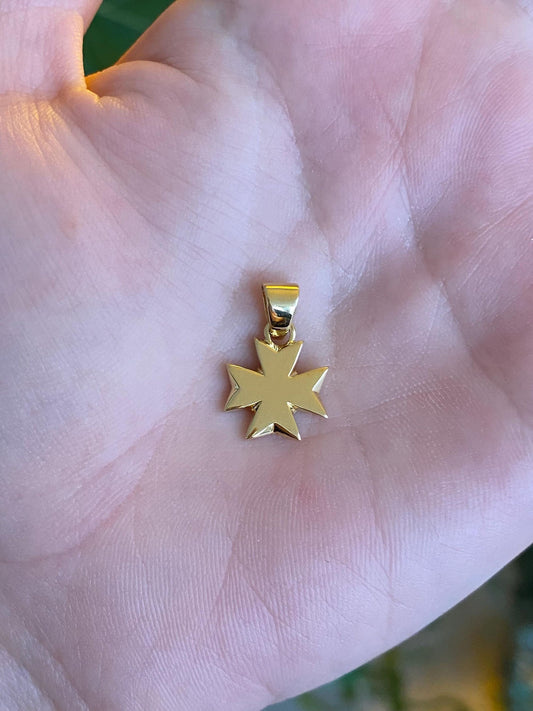 Vintage Solid 18k Yellow Gold Cross Charm