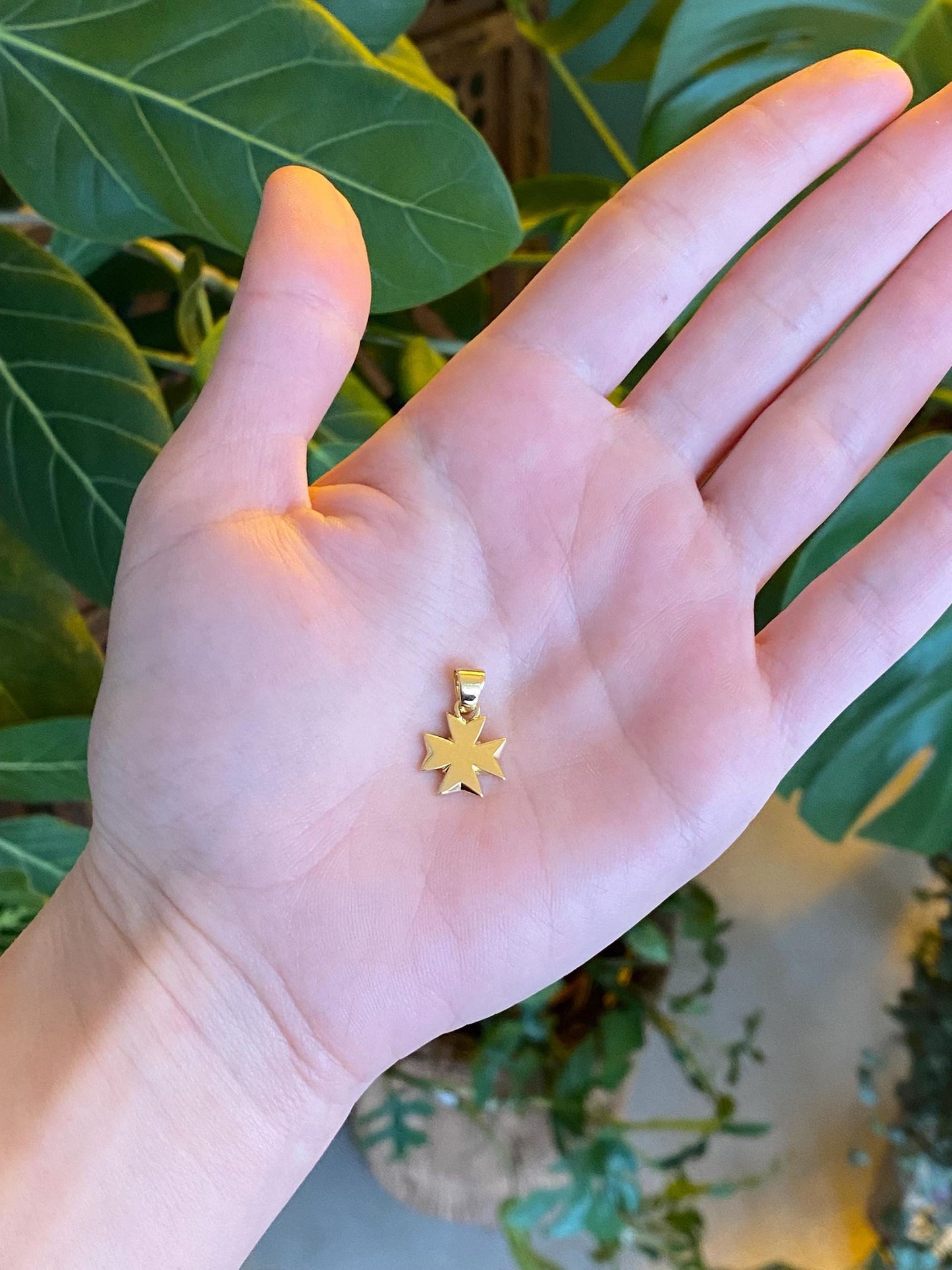 Vintage Solid 18k Yellow Gold Cross Charm