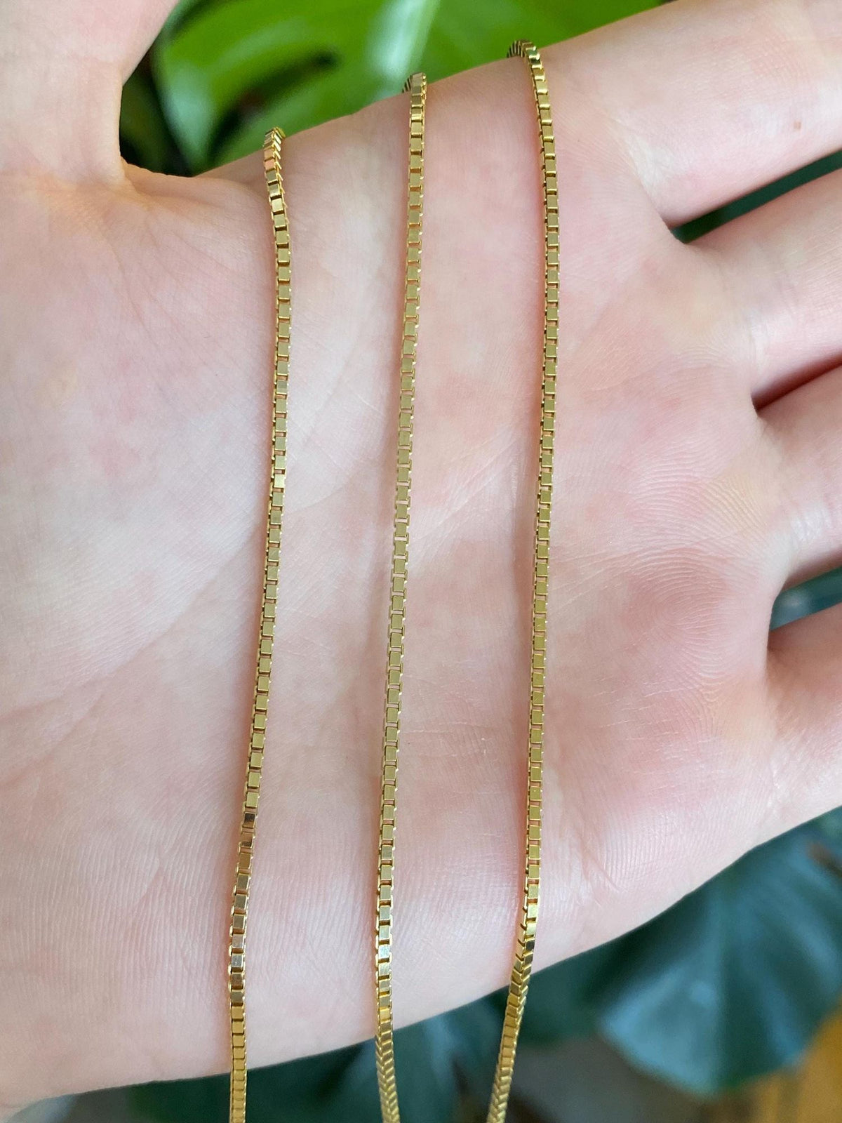 Vintage Solid 14k Yellow Gold Chunky Box Chain Necklace - 20 inches