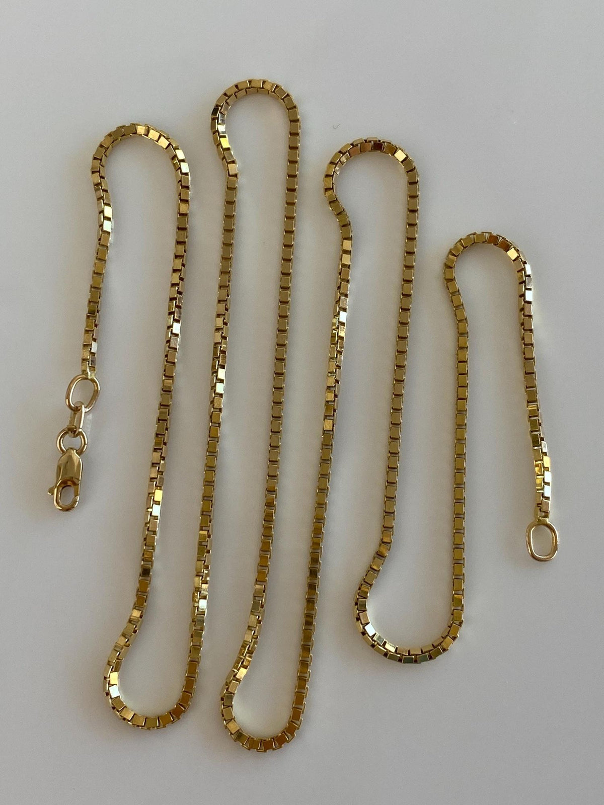Vintage Solid 14k Yellow Gold Chunky Box Chain Necklace - 20 inches