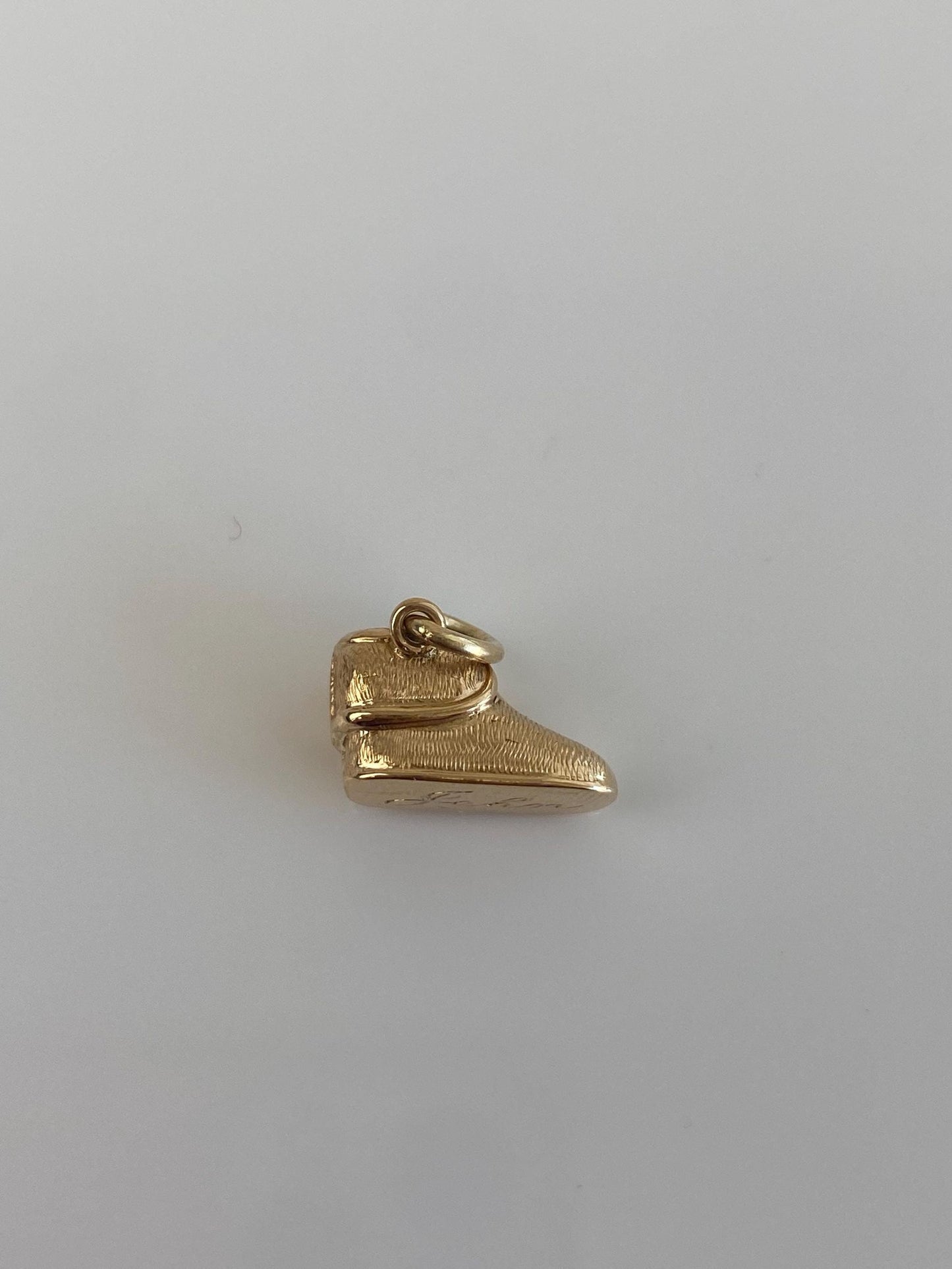 Vintage Solid 14k Yellow Gold John Baby Shoe Charm