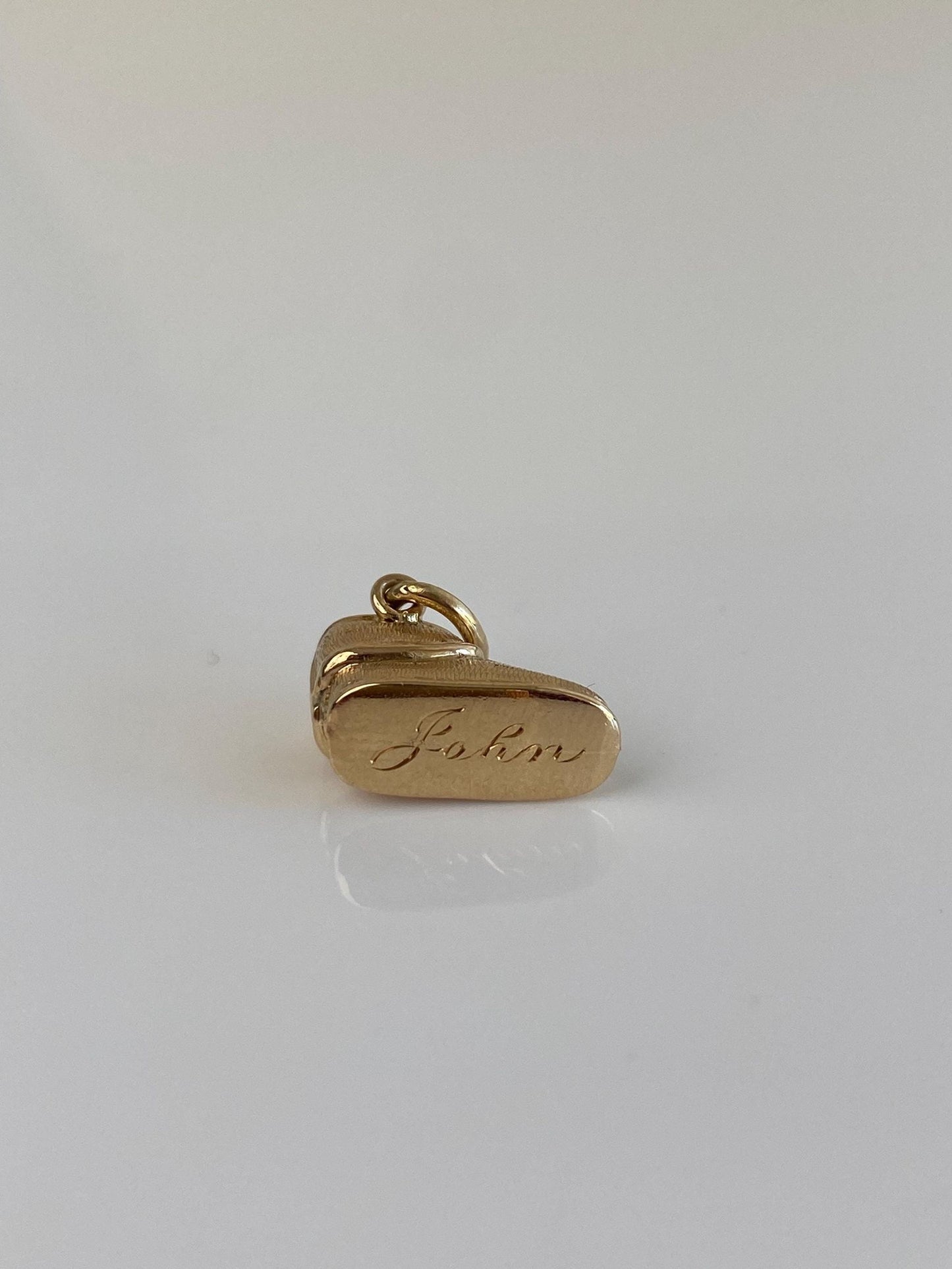 Vintage Solid 14k Yellow Gold John Baby Shoe Charm