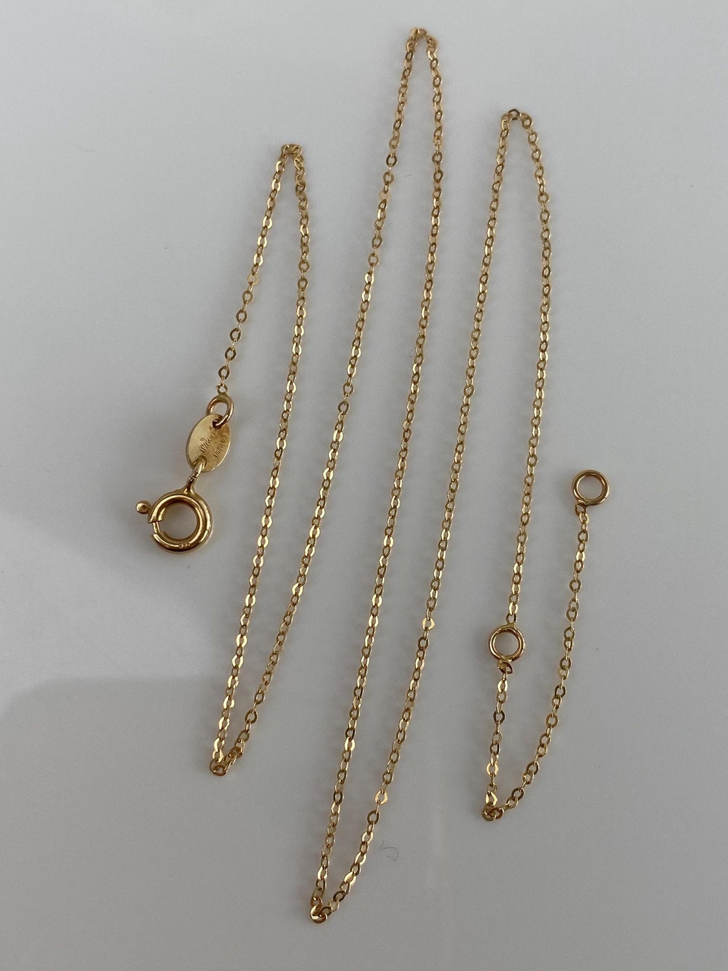 Vintage Solid 14k Yellow Gold Dainty Cable Chain Necklace - 18 inches