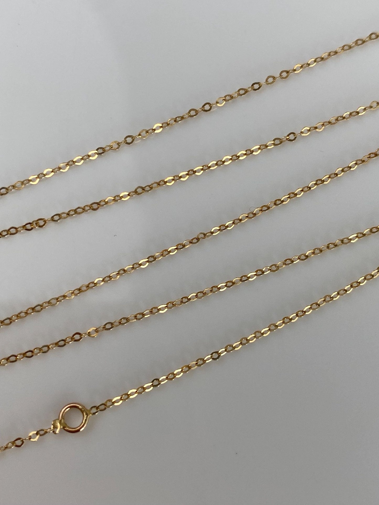 Vintage Solid 14k Yellow Gold Dainty Cable Chain Necklace - 18 inches