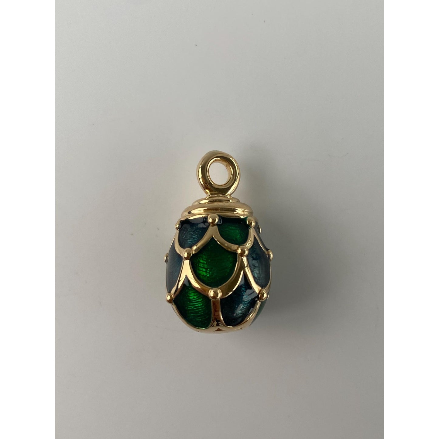 Vintage 18k Yellow Gold Green Enamel Egg Charm