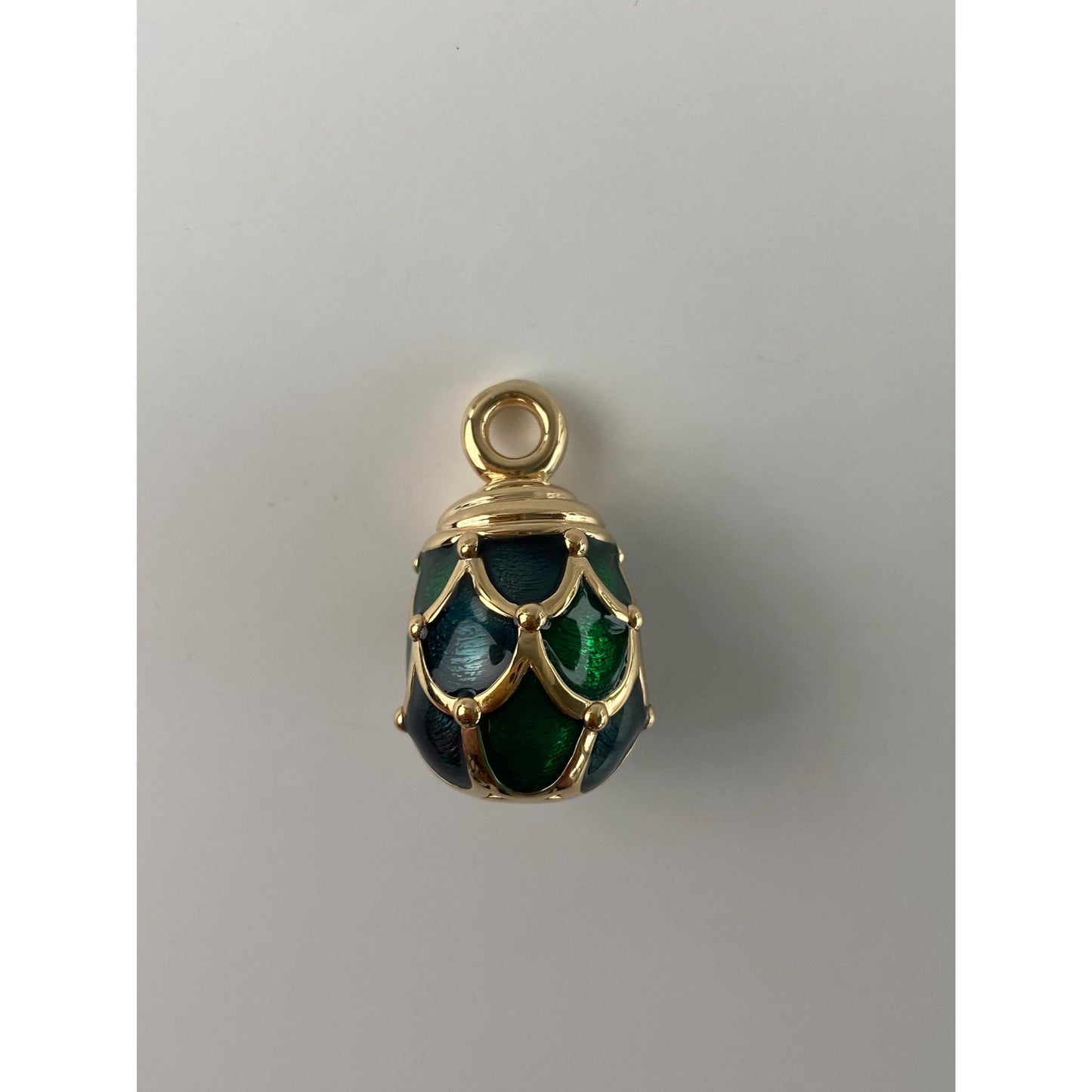 Vintage 18k Yellow Gold Green Enamel Egg Charm