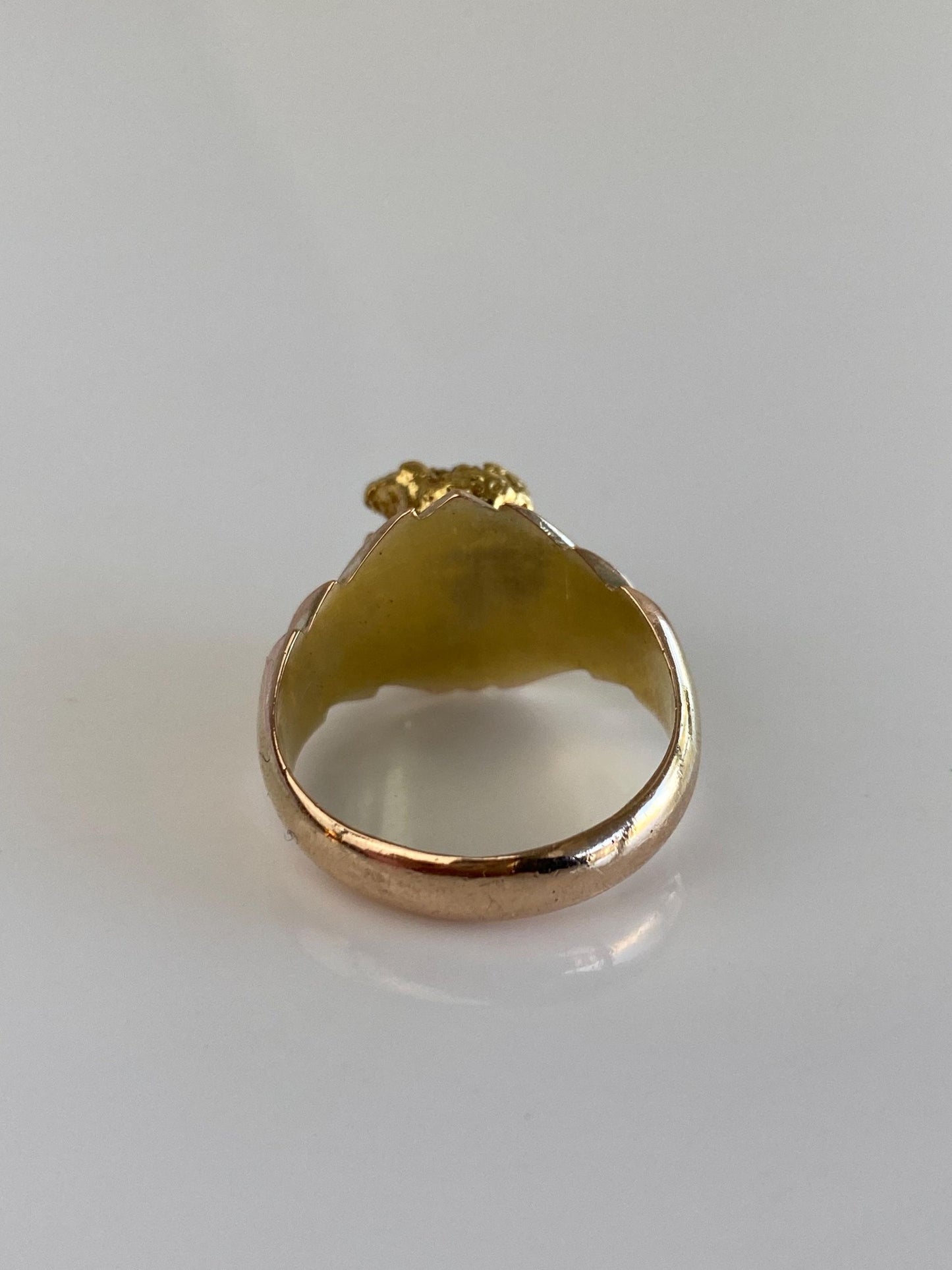 Vintage Solid 10k & 18k Yellow Gold Nugget Ring - Size 7.5