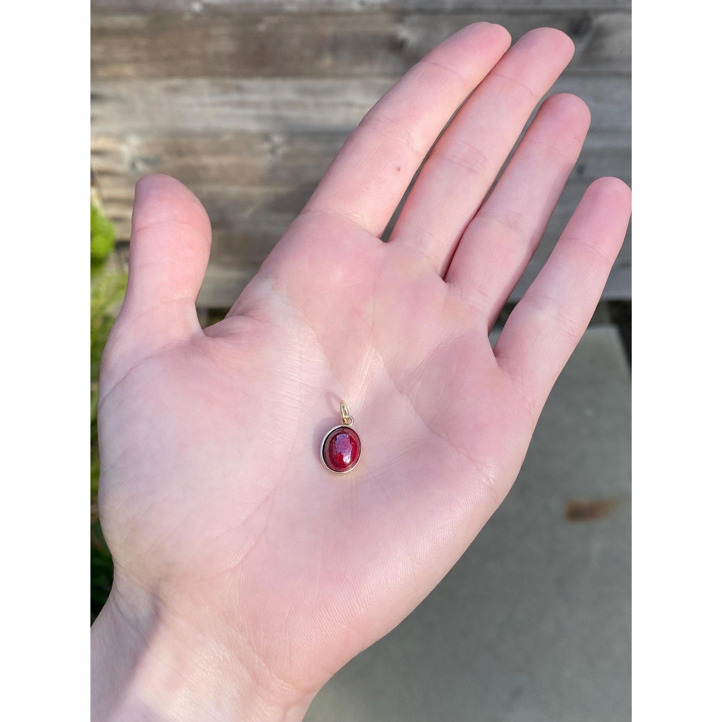 Vintage Solid 14k Yellow Gold Red Stone Charm