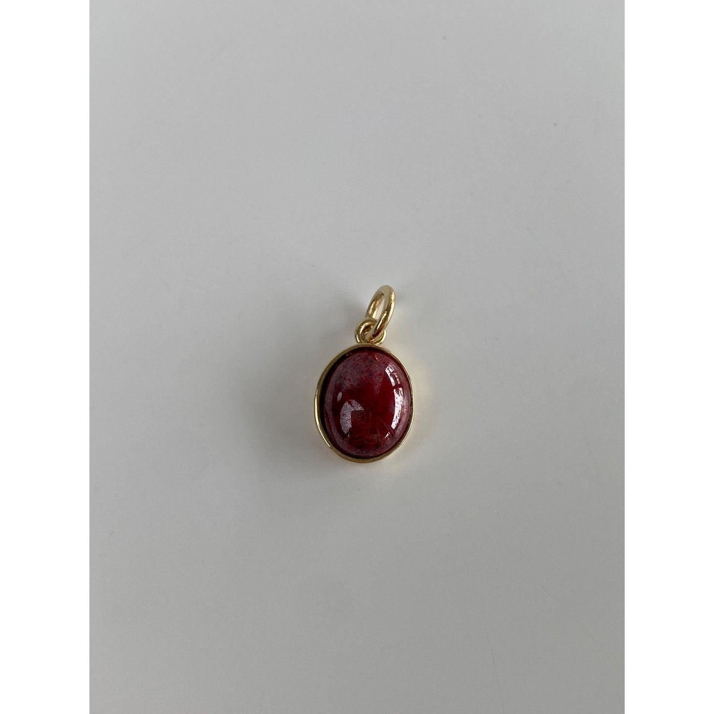 Vintage Solid 14k Yellow Gold Red Stone Charm