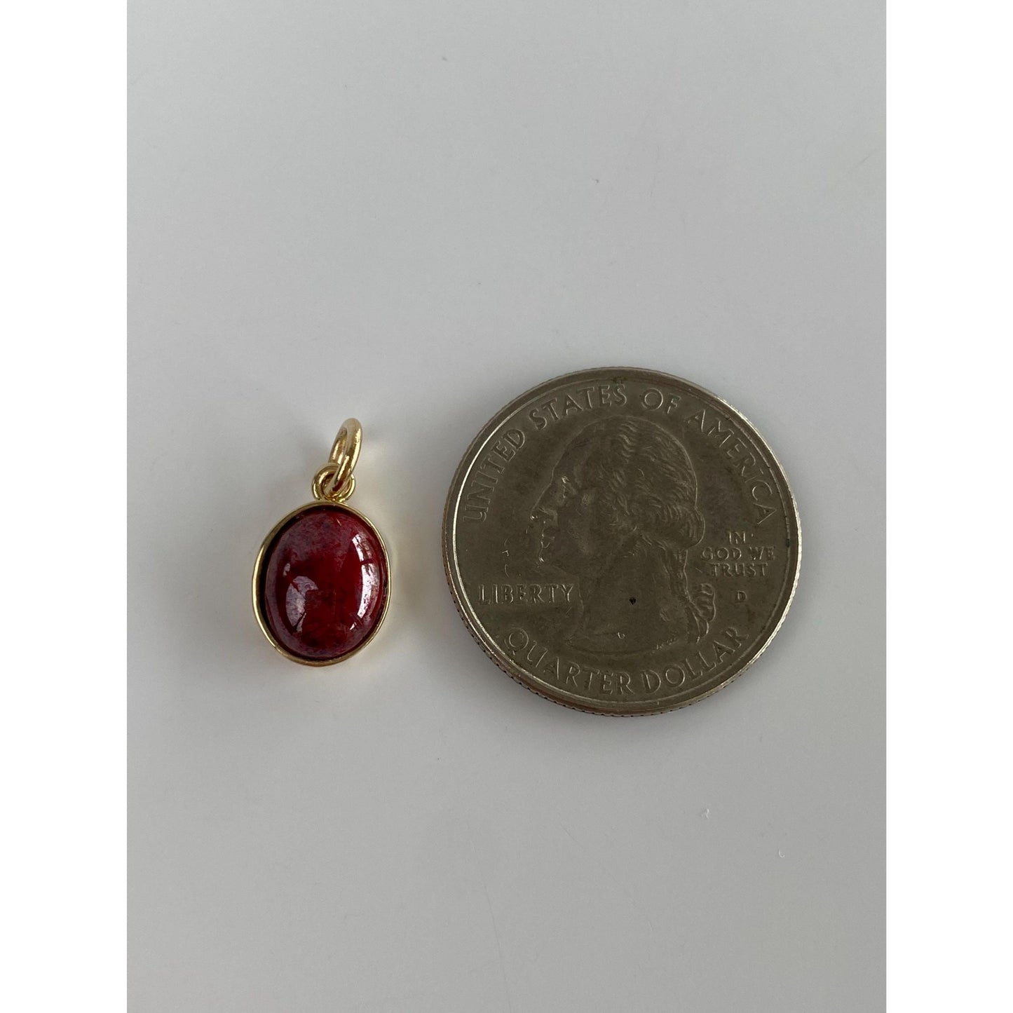 Vintage Solid 14k Yellow Gold Red Stone Charm