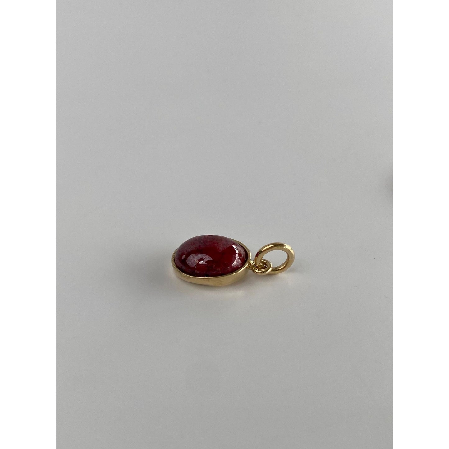 Vintage Solid 14k Yellow Gold Red Stone Charm