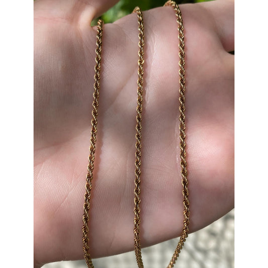 Solid 18k Yellow Gold Rope Chain Necklace - 20 inches