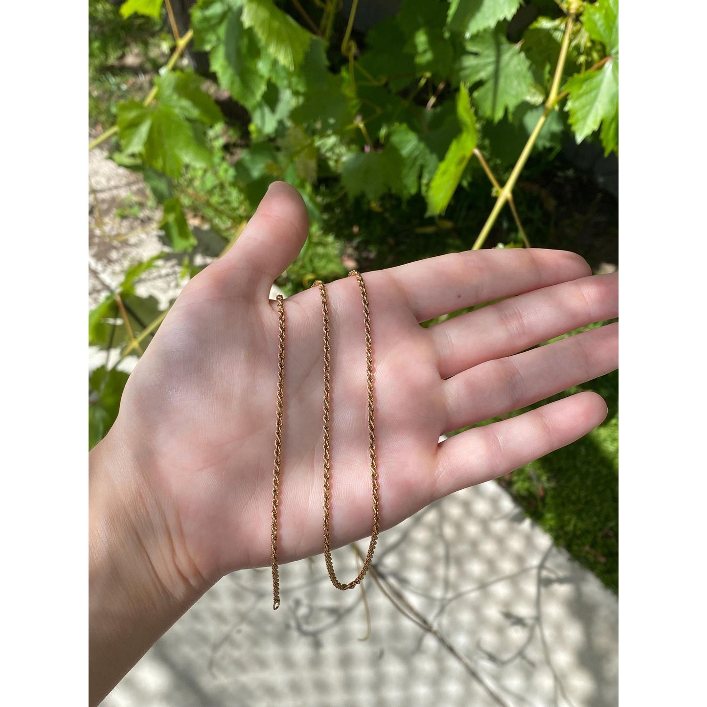 Solid 18k Yellow Gold Rope Chain Necklace - 20 inches