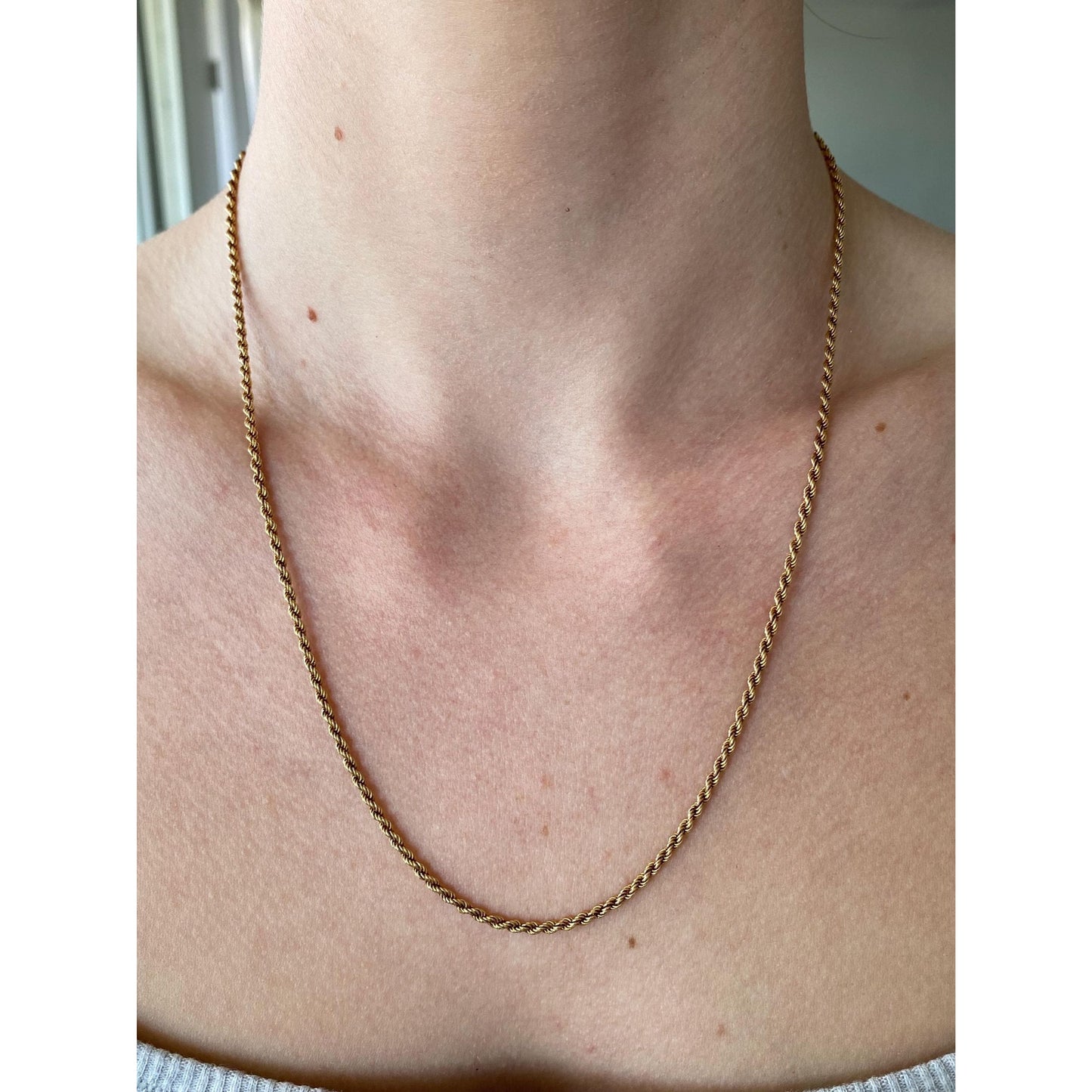 Solid 18k Yellow Gold Rope Chain Necklace - 20 inches