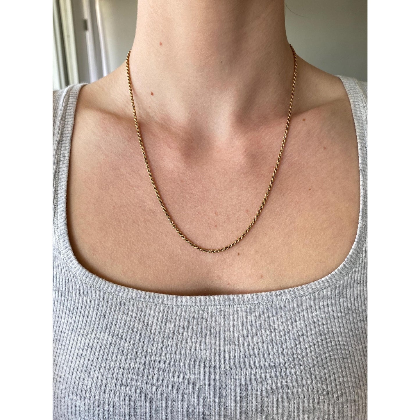 Solid 18k Yellow Gold Rope Chain Necklace - 20 inches