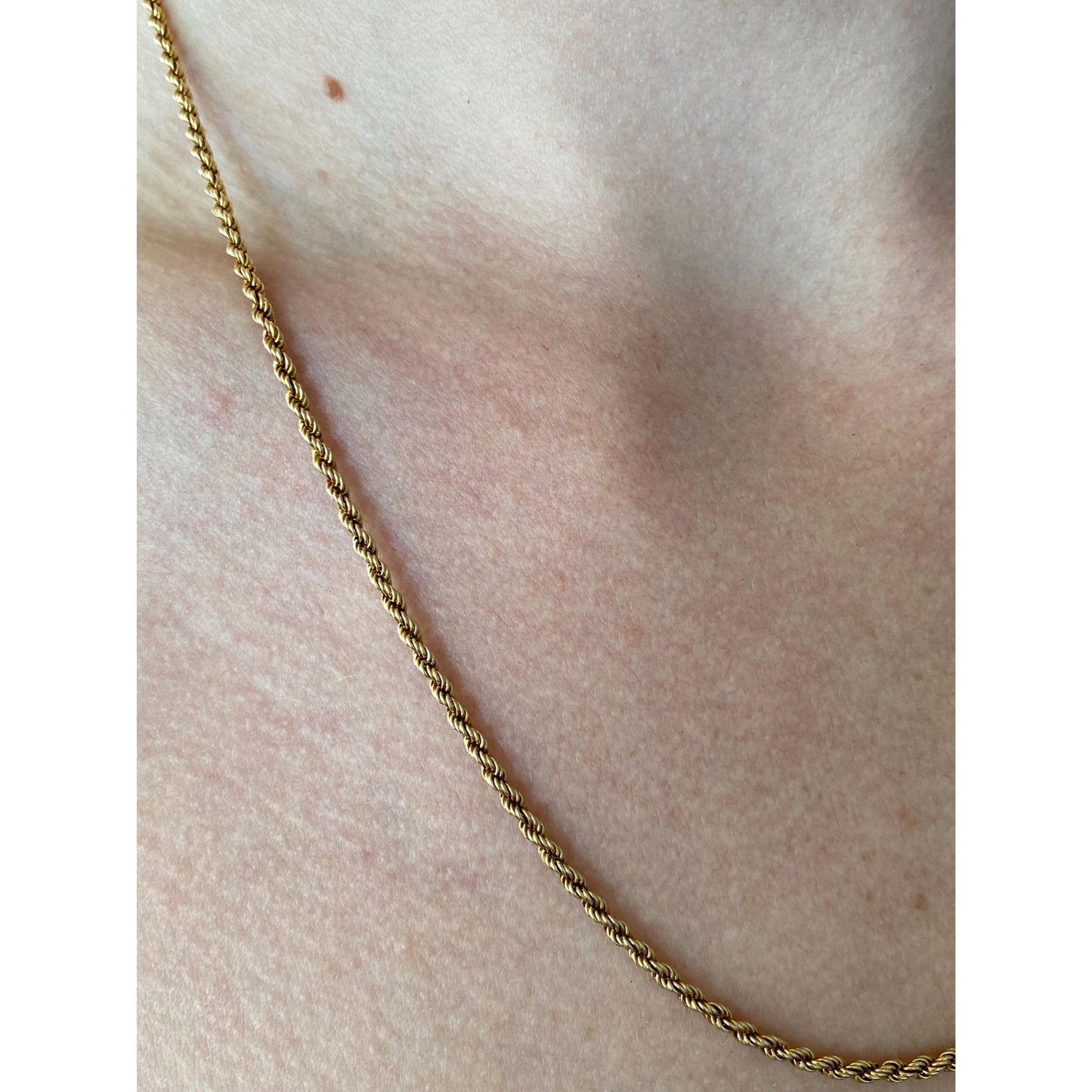 Solid 18k Yellow Gold Rope Chain Necklace - 20 inches