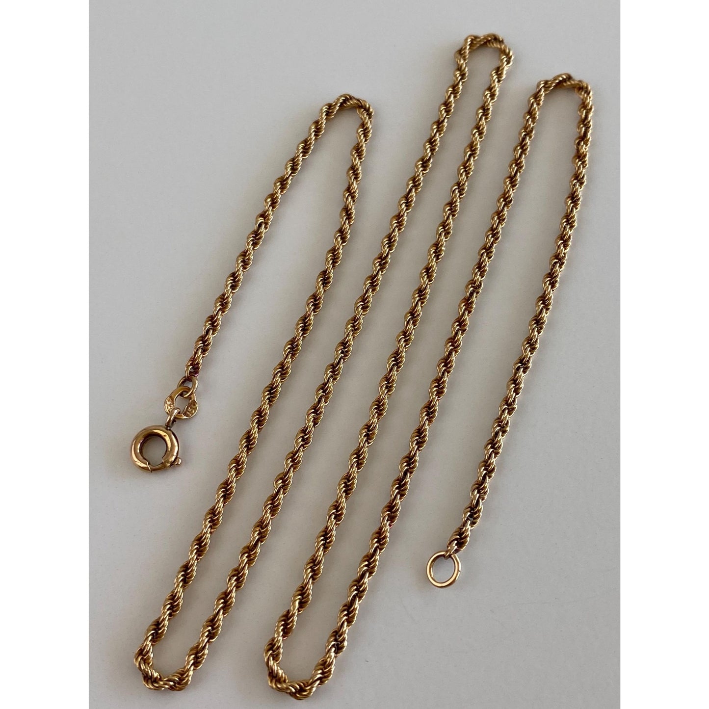 Solid 18k Yellow Gold Rope Chain Necklace - 20 inches