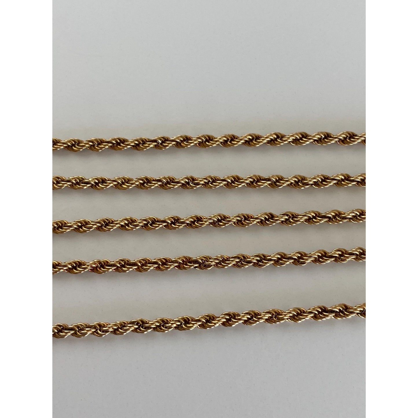 Solid 18k Yellow Gold Rope Chain Necklace - 20 inches
