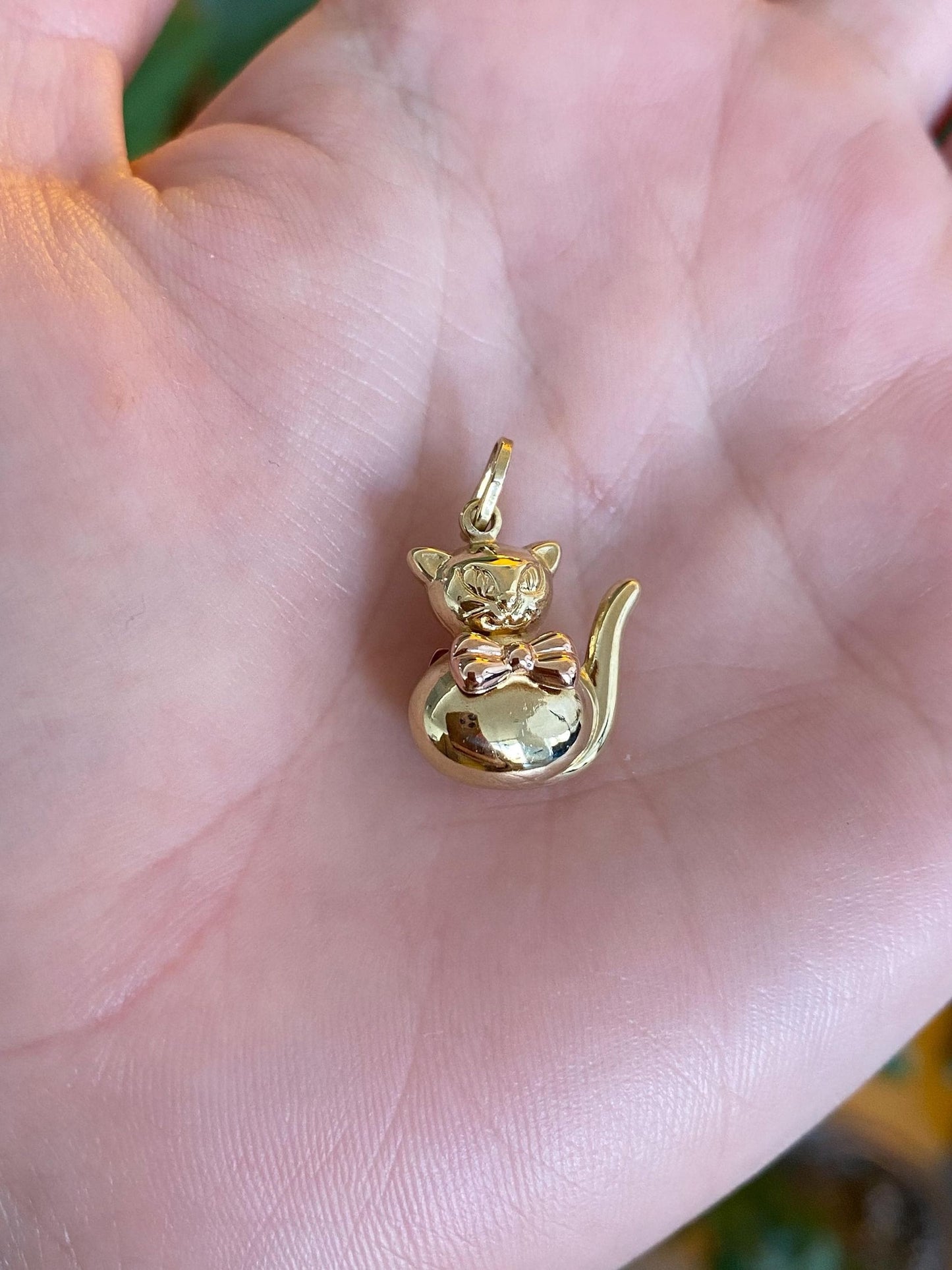 Vintage 18k Rose & Yellow Gold Cat Charm