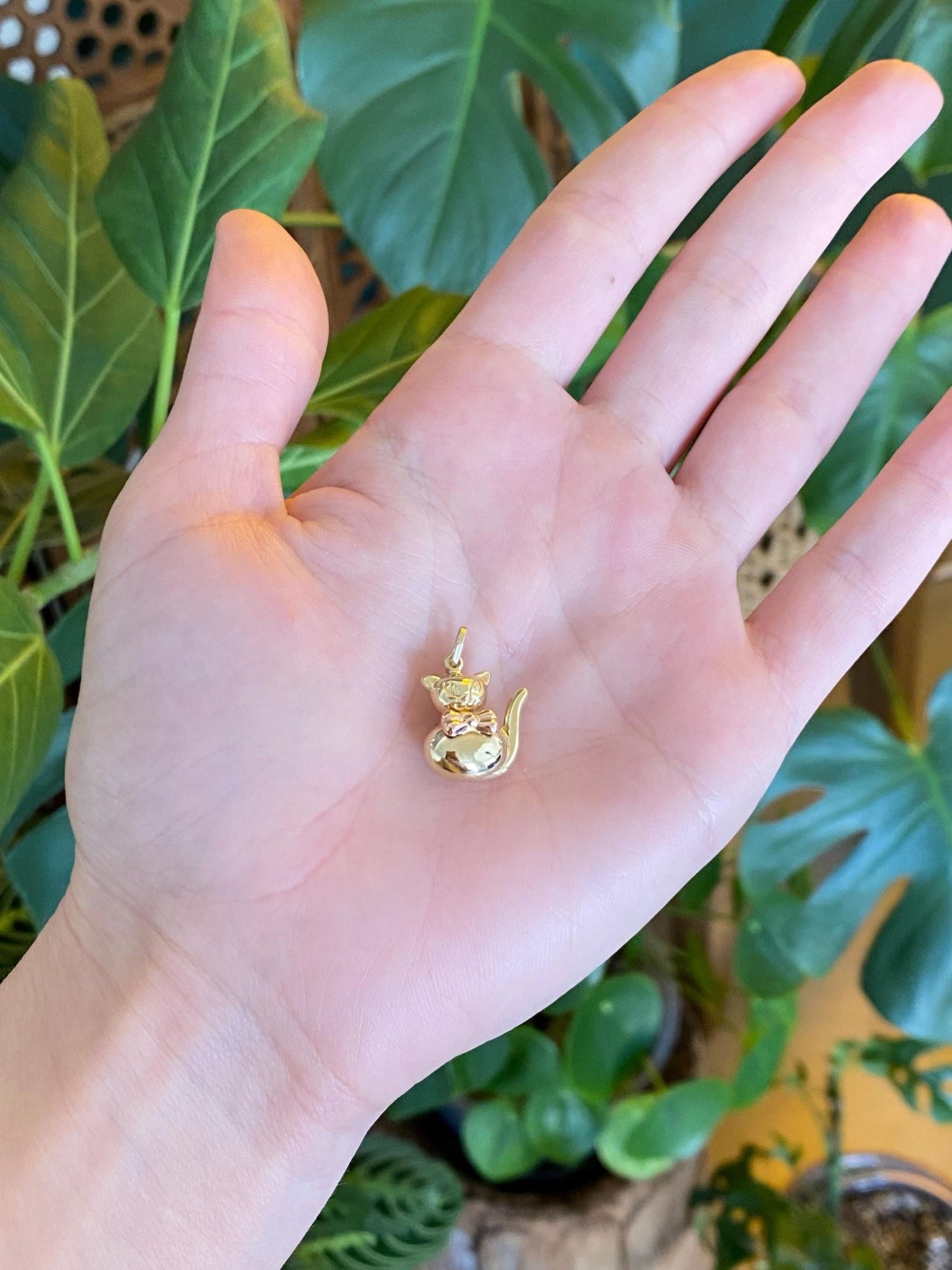 Vintage 18k Rose & Yellow Gold Cat Charm
