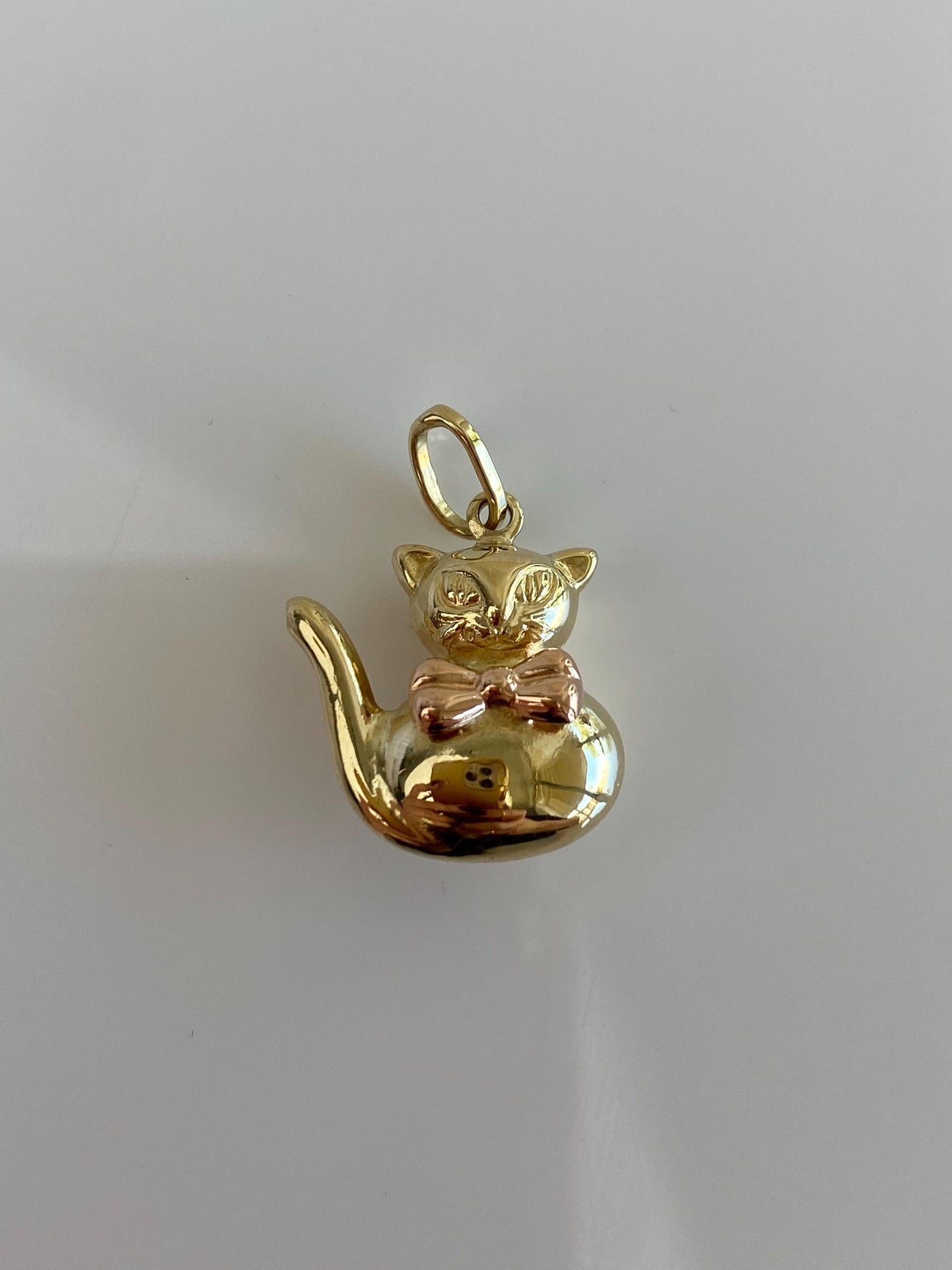 Vintage 18k Rose & Yellow Gold Cat Charm