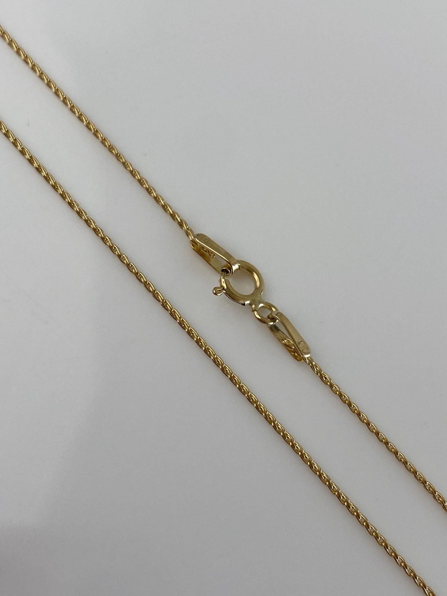 Solid 14k Yellow Gold Slim Dainty Spiga Chain Necklace - 18 inches